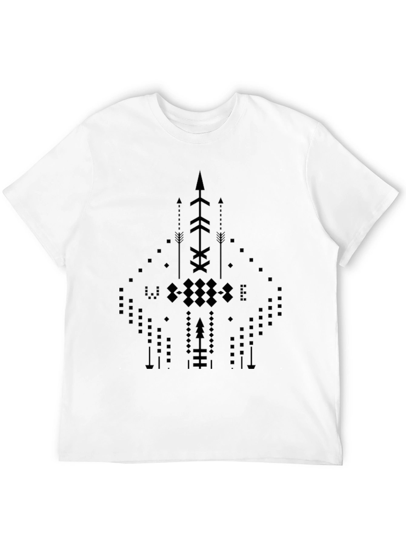 Abstract Geometric Arrow Design Black T-Shirt - 12