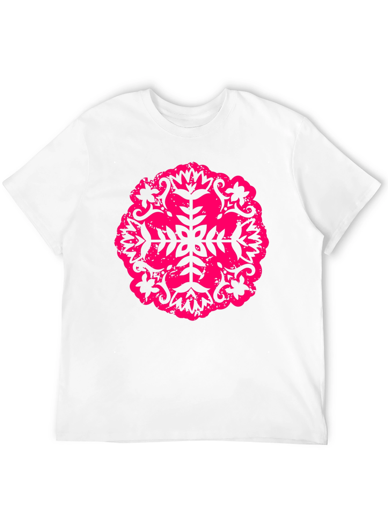 Black Black Tee with Pink Floral Mandala Design view 12