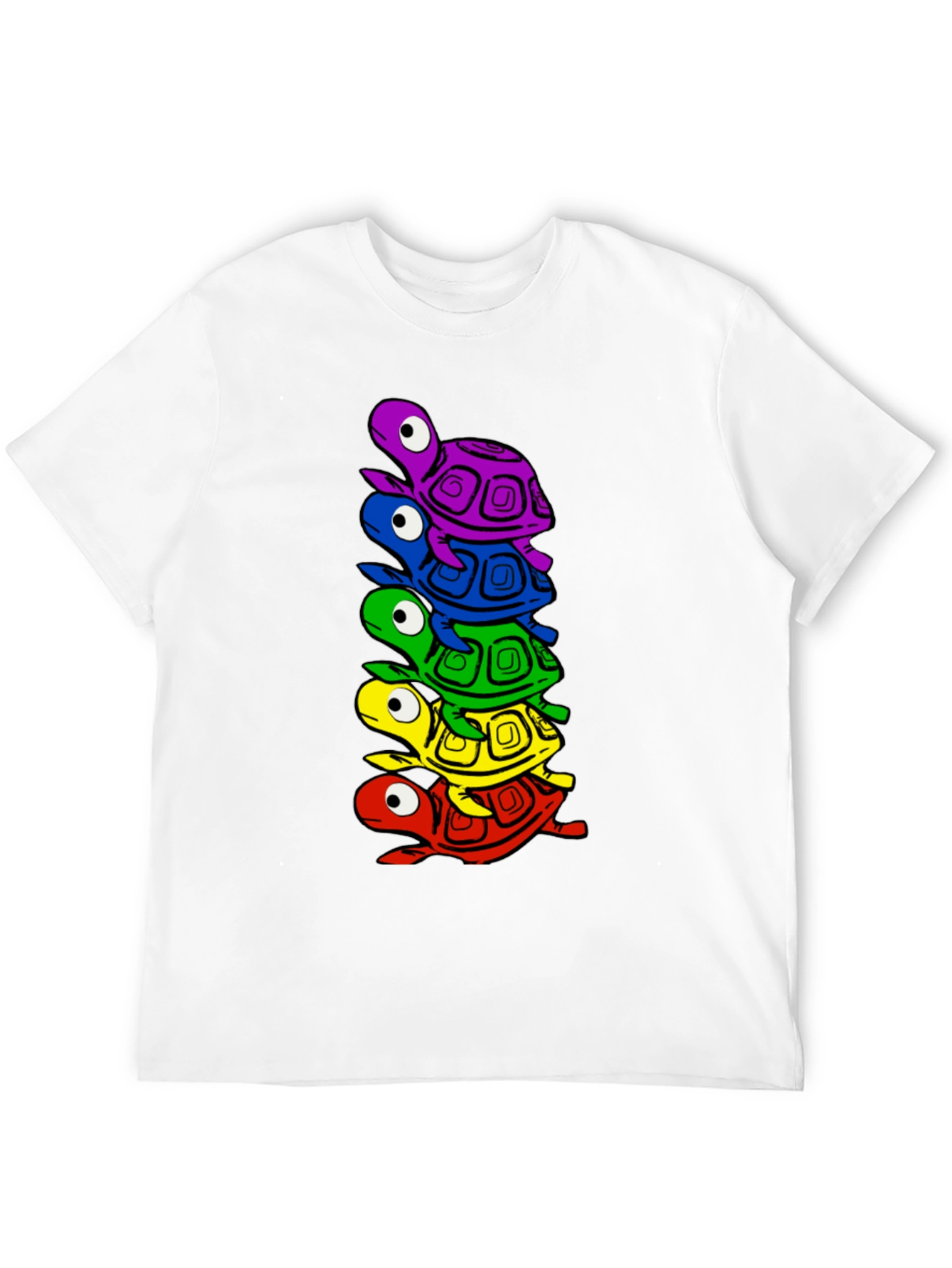 Black Stacked Turtle Graphic Tee - Black Crew Neck T-Shirt view 12