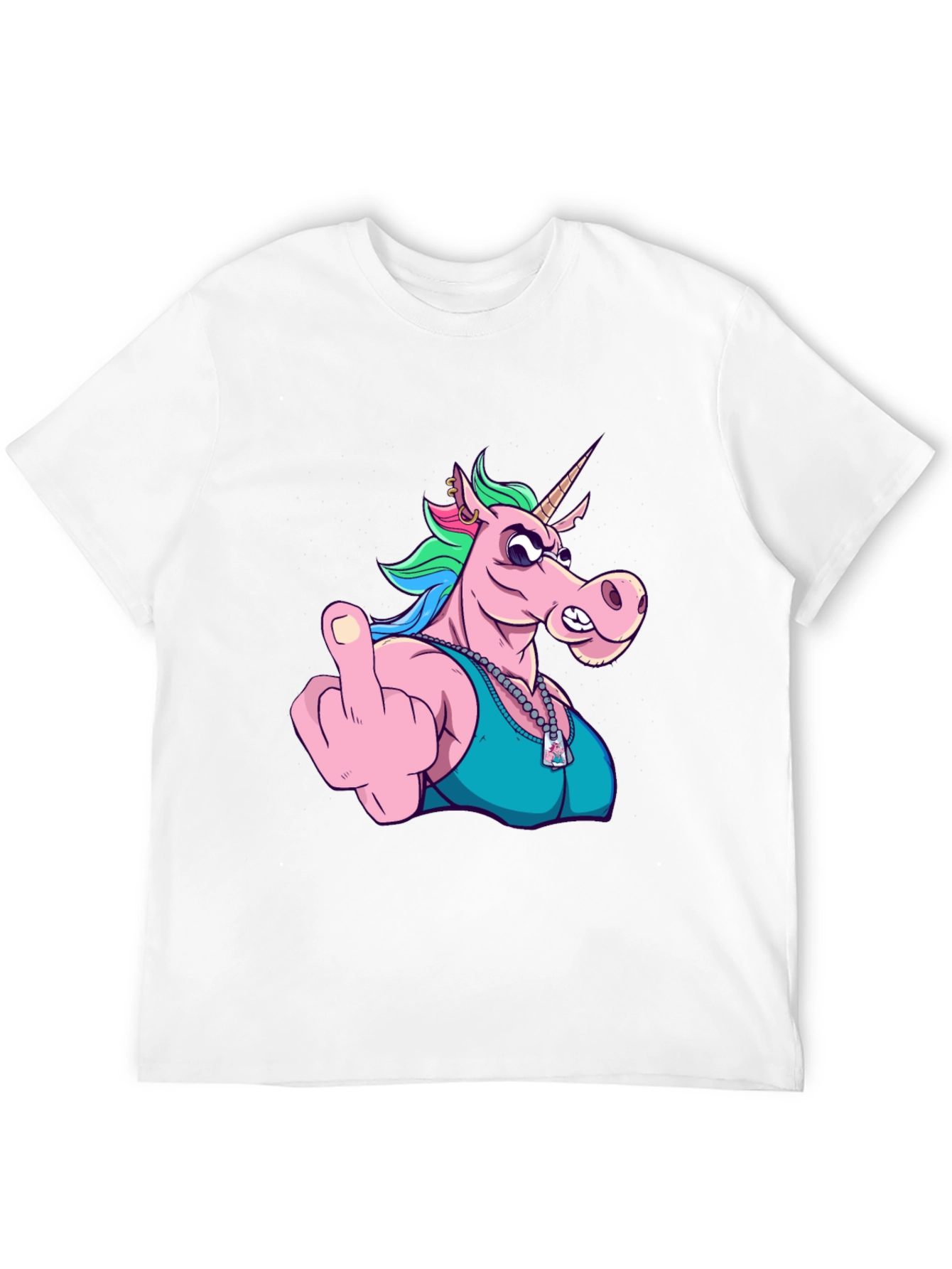 Black Funny Unicorn Middle Finger Graphic Tee view 12