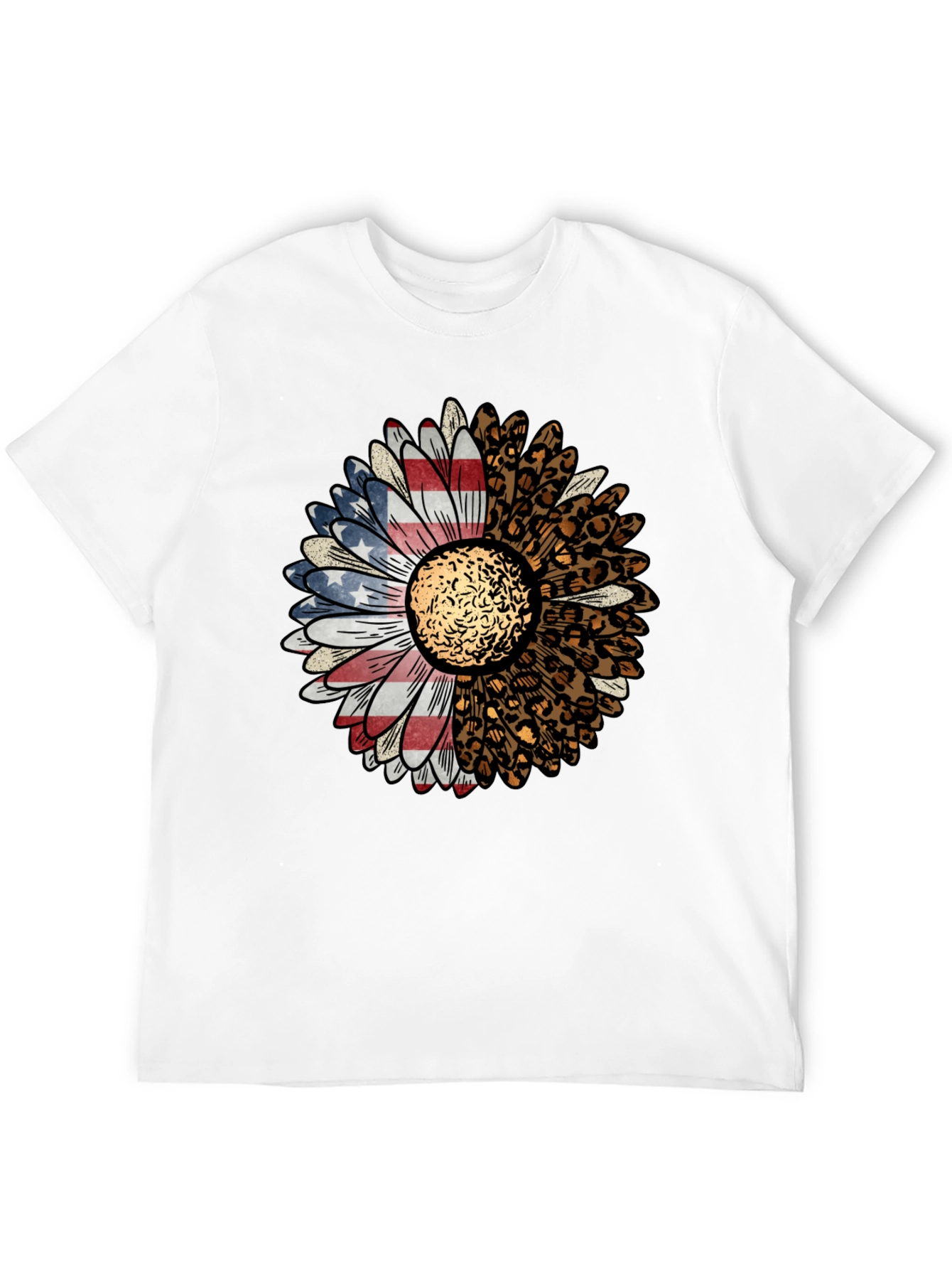 Black American Flag Leopard Sunflower Graphic Tee view 12
