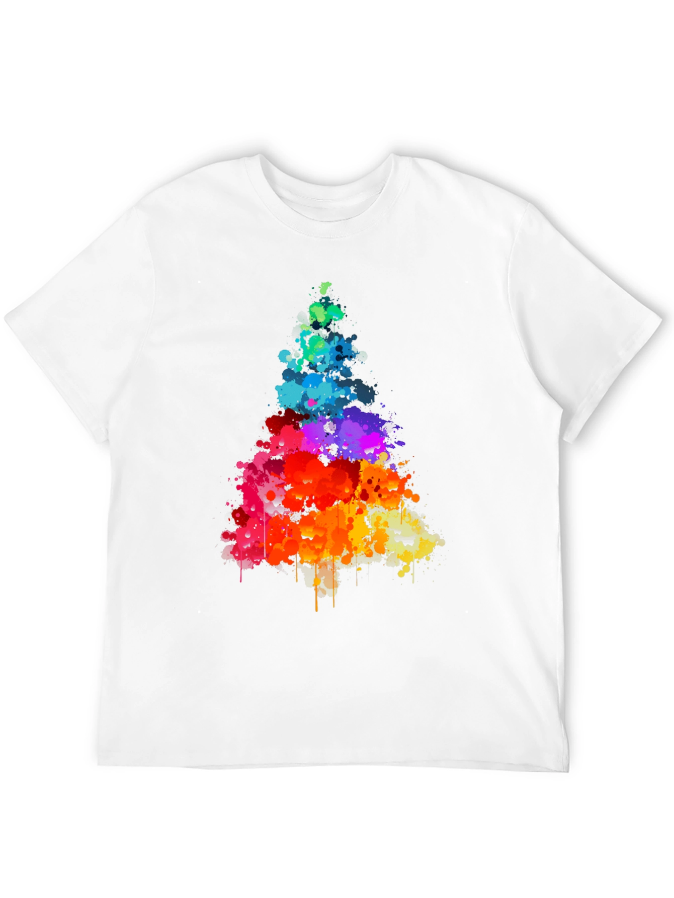 Black Rainbow Splatter Tree Graphic Tee - Black Cotton Shirt view 12