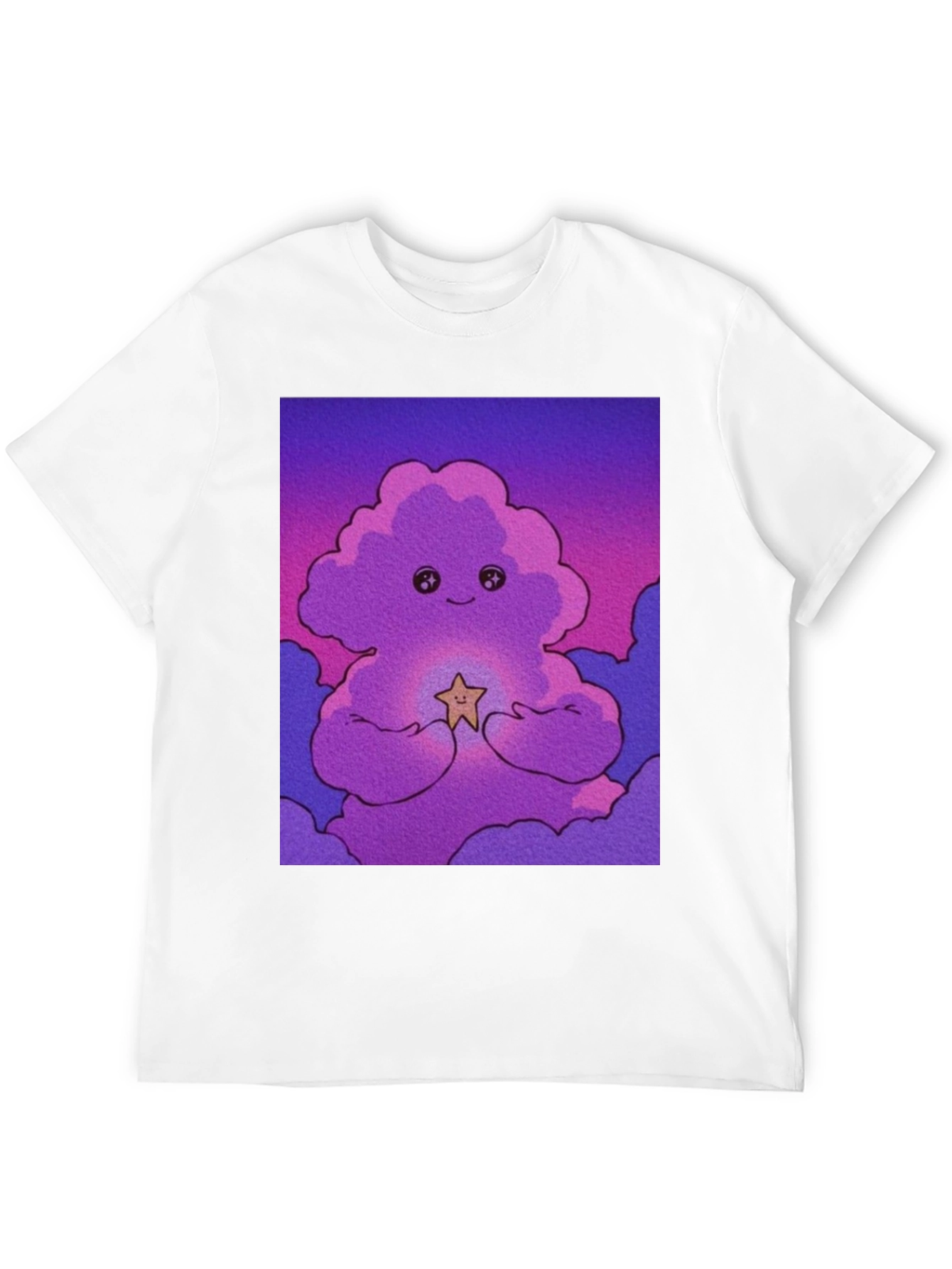 Black Cute Cloud Star Black T-Shirt view 12