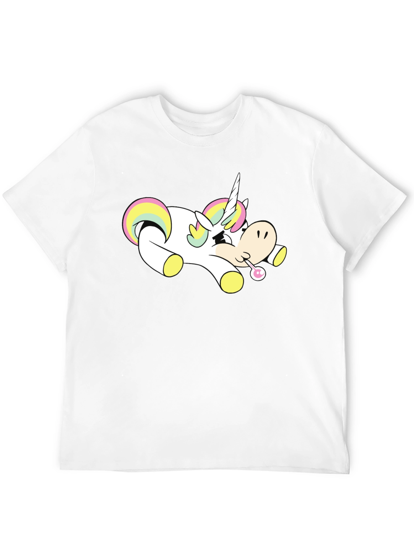 Black Unicorn Cartoon Black T-Shirt view 12