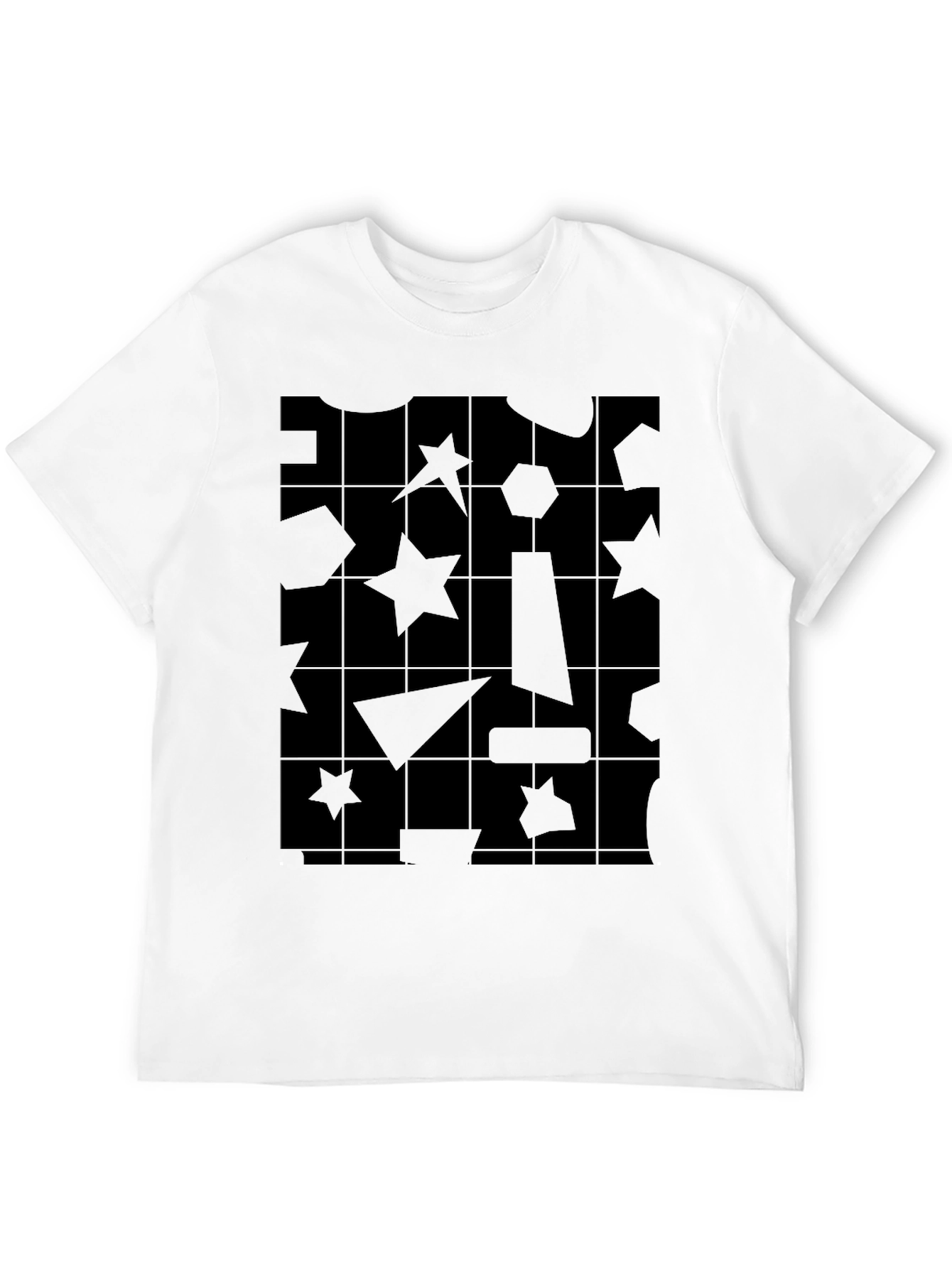 Black Abstract Geometric Pattern Black T-Shirt view 12