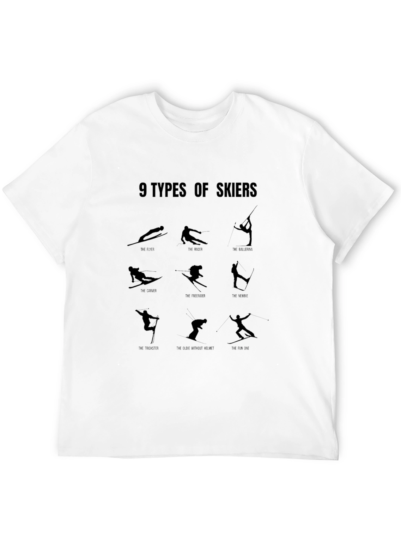 Black 9 Types of Skiers Graphic Tee - Black view 12