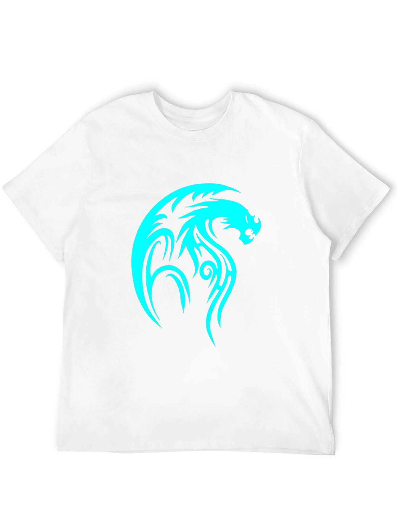 Black Tribal Dragon Graphic Tee - Black Cotton T-Shirt view 12