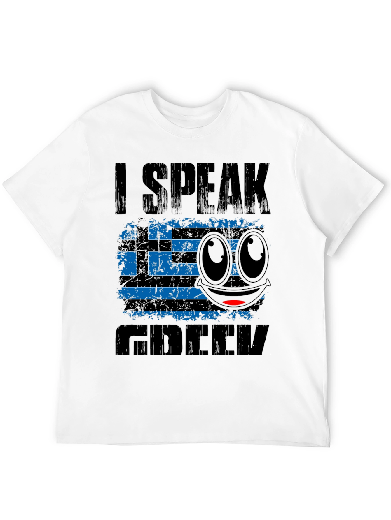 Black I Speak Greek T-Shirt Funny Emoji Greece Flag view 12