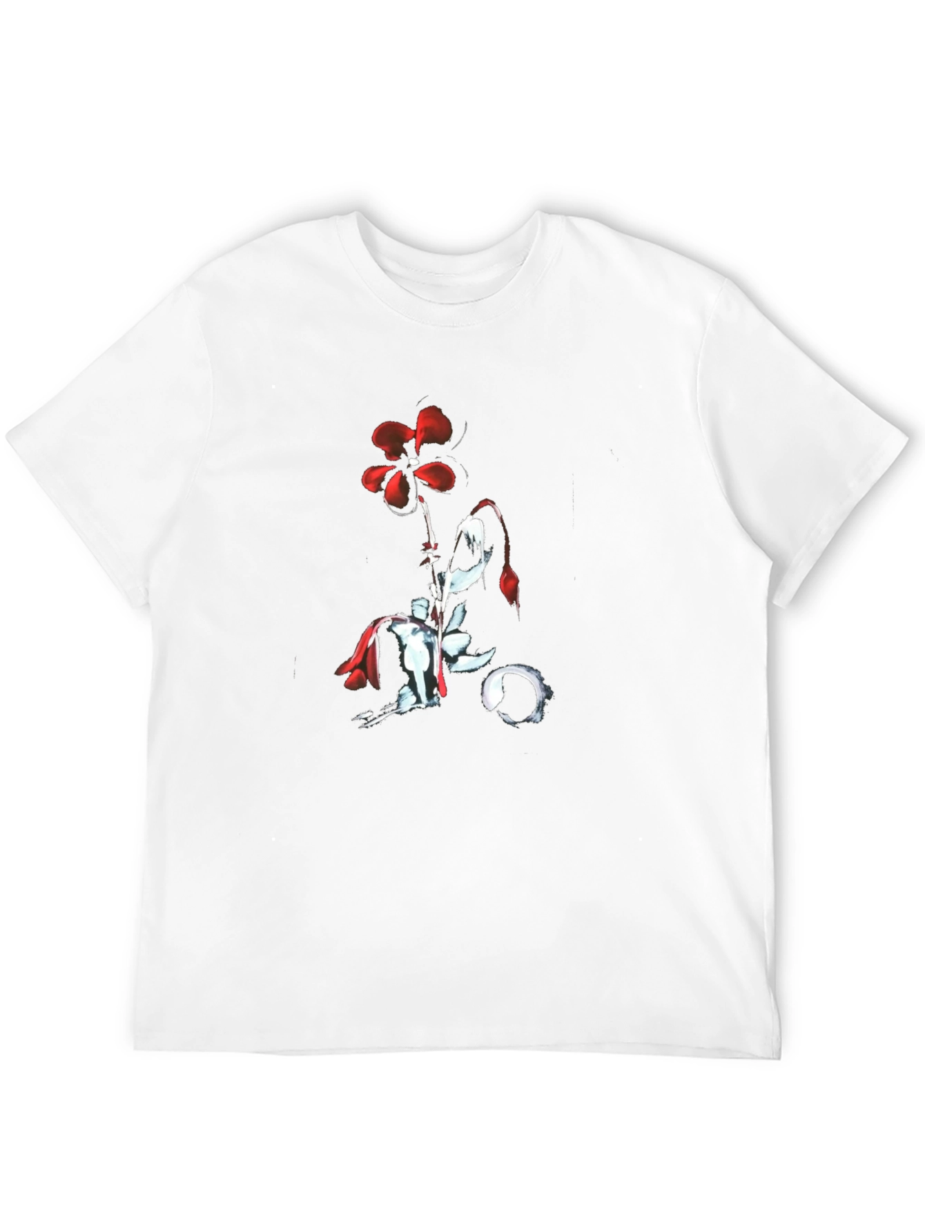 Black Red Flower Black T-Shirt view 12