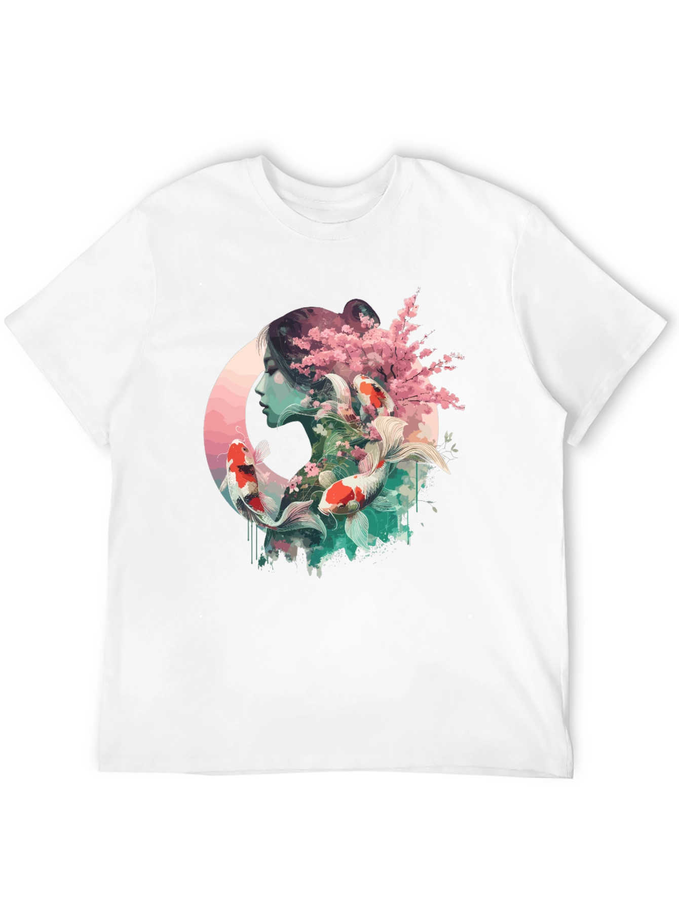 Black Koi Fish & Cherry Blossom Graphic Tee view 12