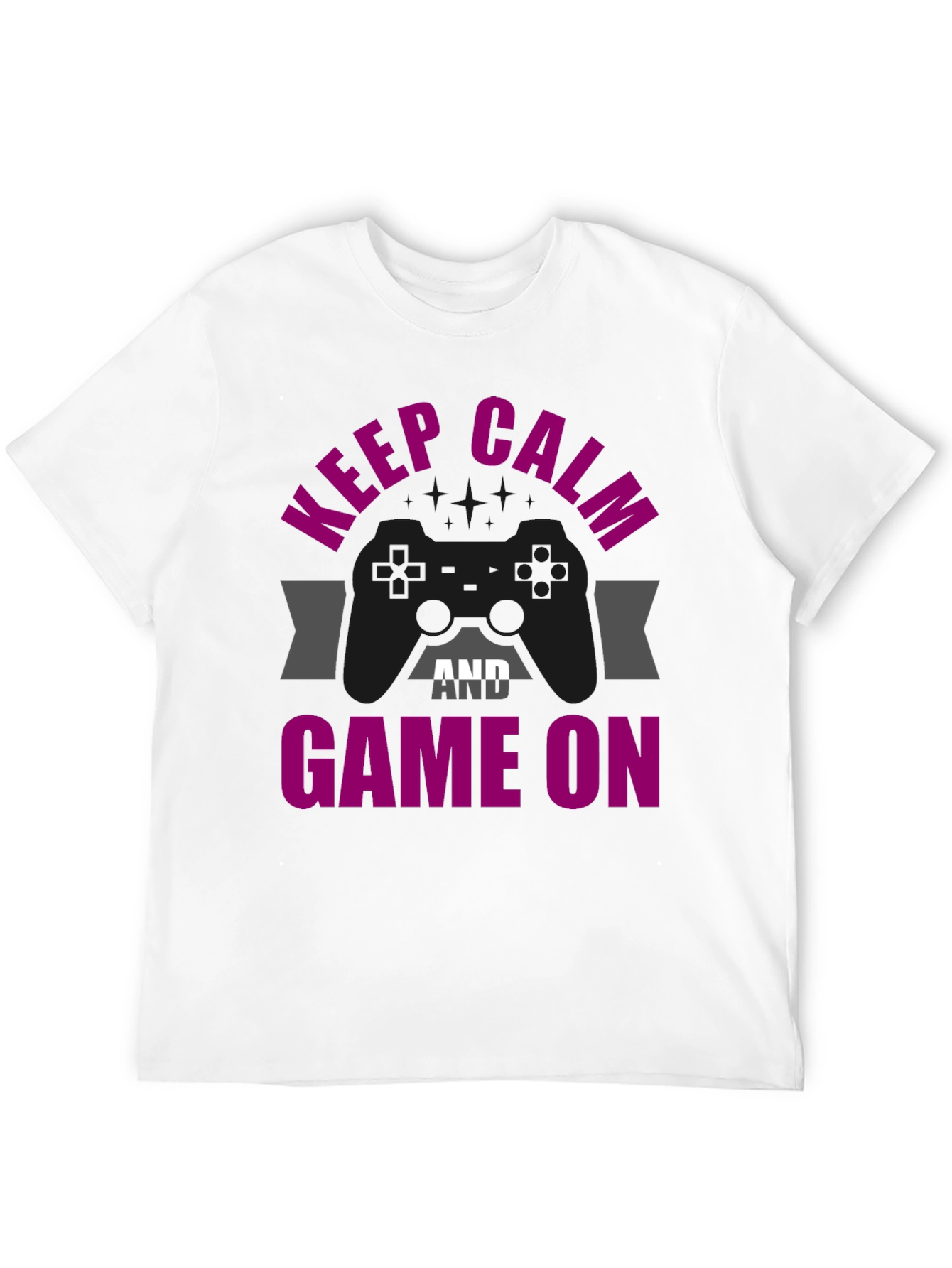 Black Keep Calm and Game On Graphic Tee view 12