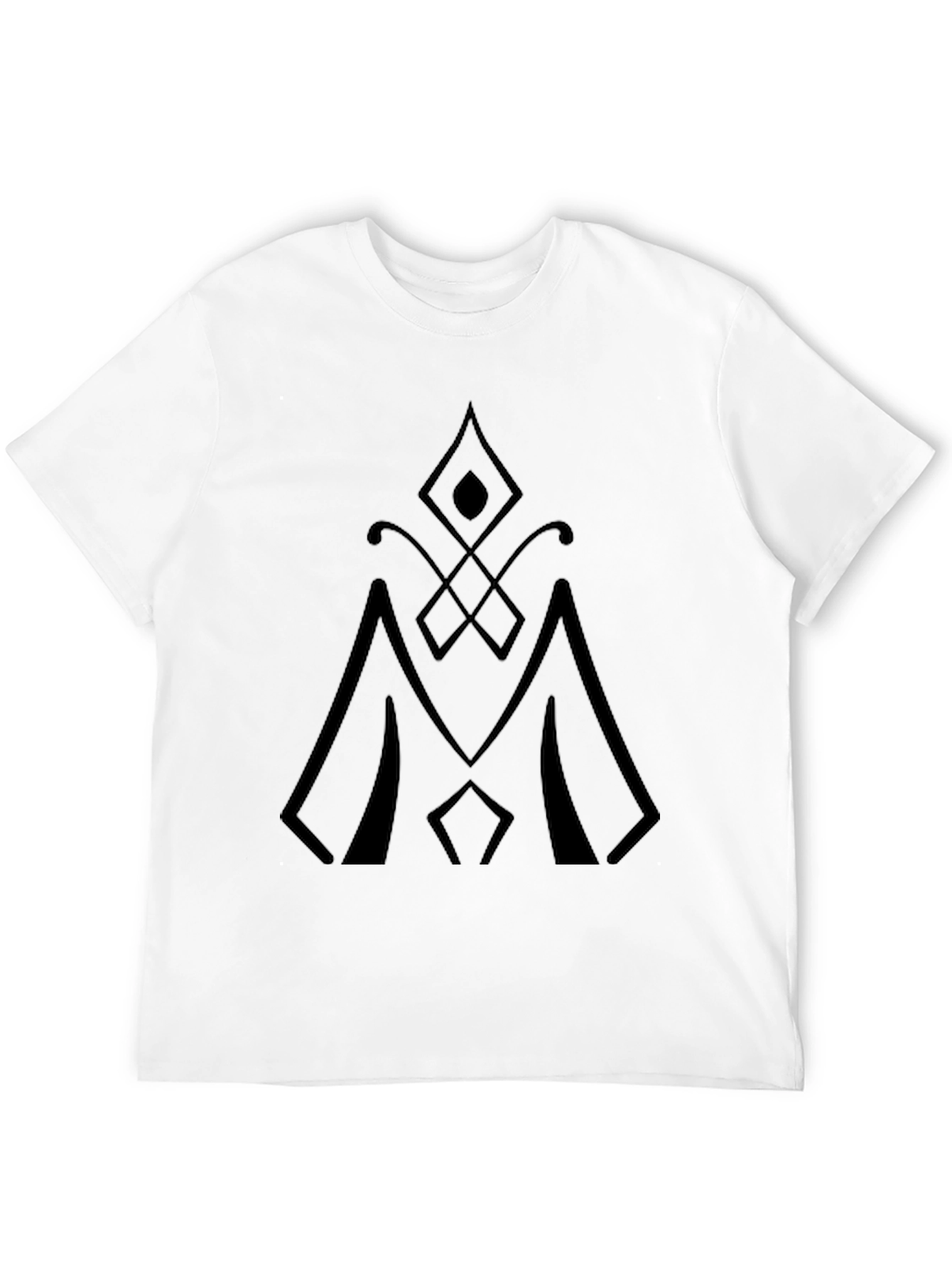 Black Men's Black T-Shirt with Geometric Design view 12