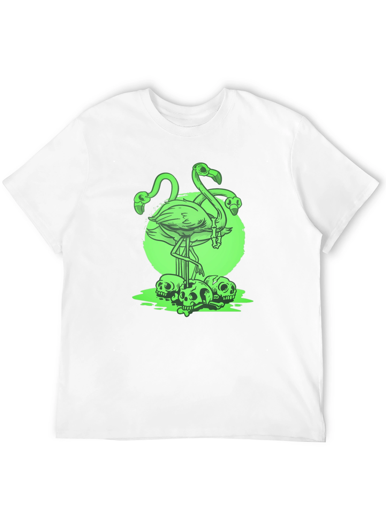 Black Flamingo Skull Graphic Tee - Men's Black T-Shirt view 12