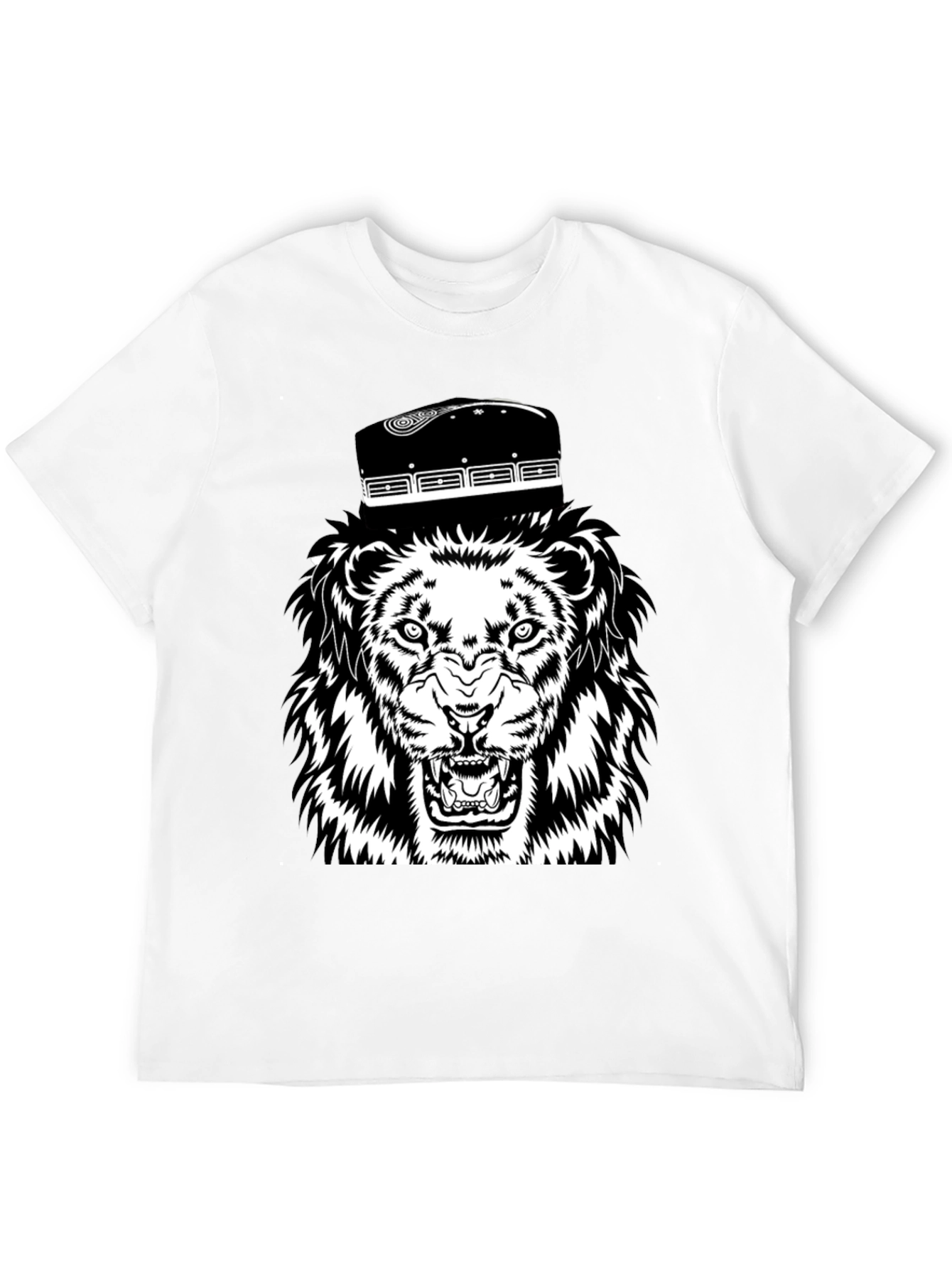 Black Lion with Fez Black T-Shirt view 12