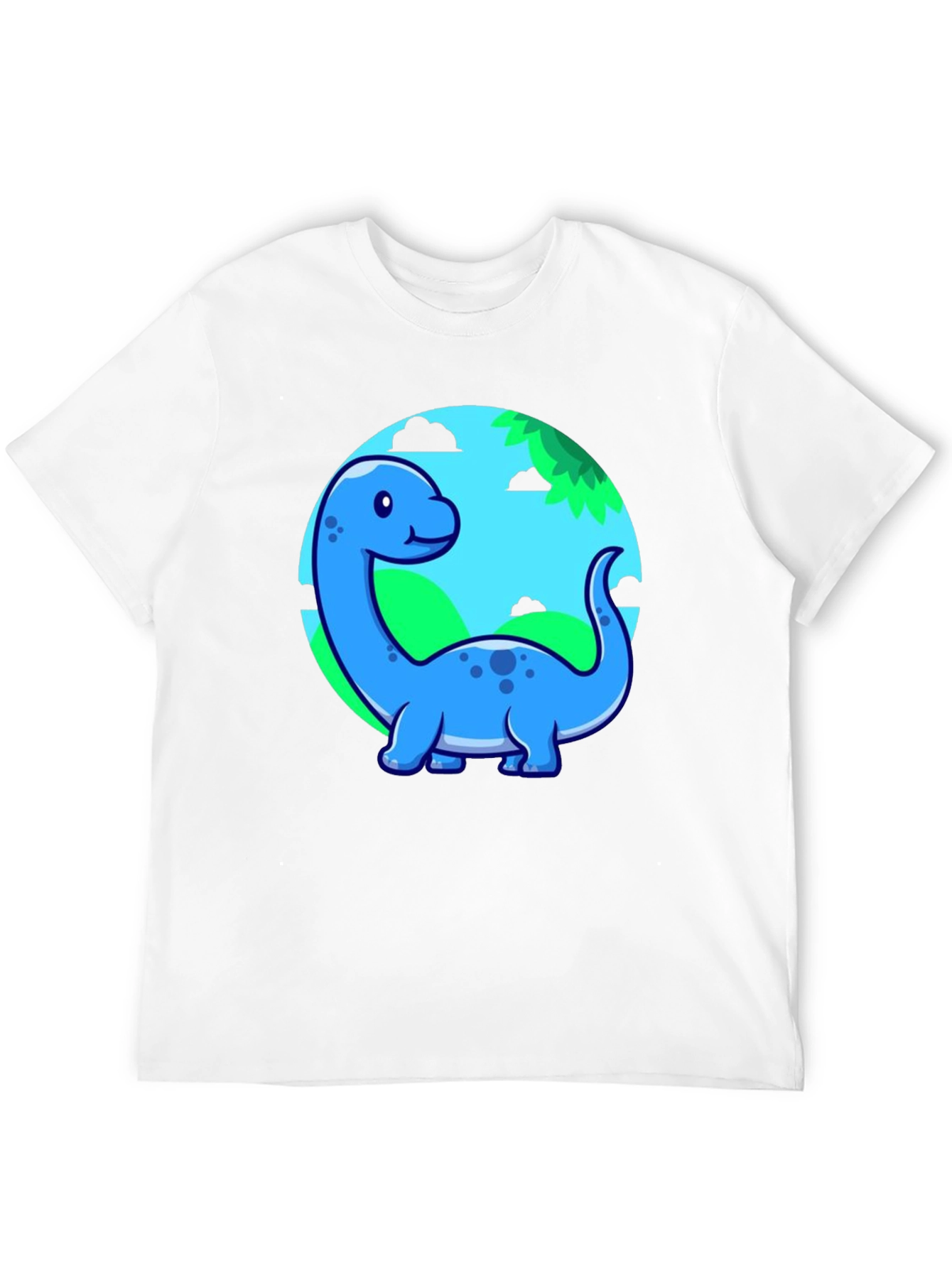 Black Cute Blue Cartoon Dinosaur T-Shirt view 12