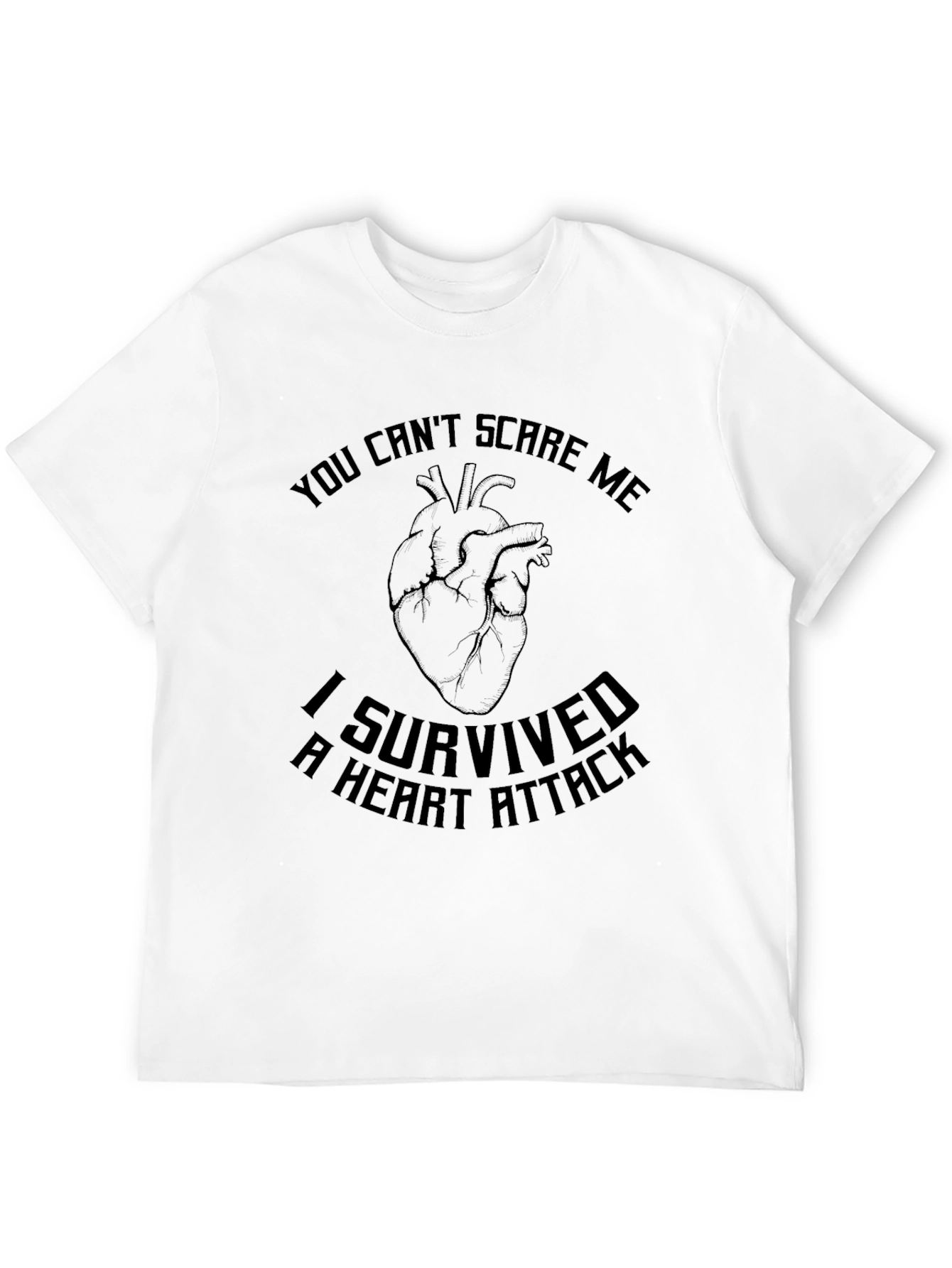 Black I Survived Heart Attack Black Graphic T-Shirt view 12
