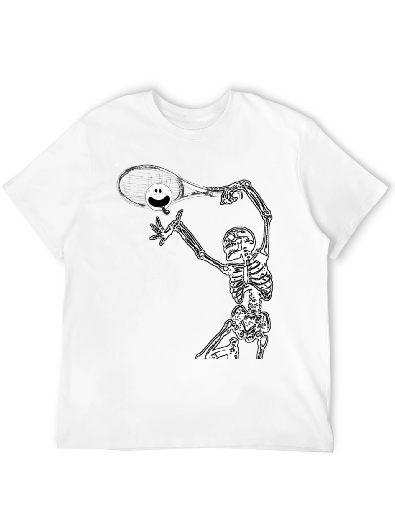 Black Humorous Skeleton Tennis T-Shirt view 12