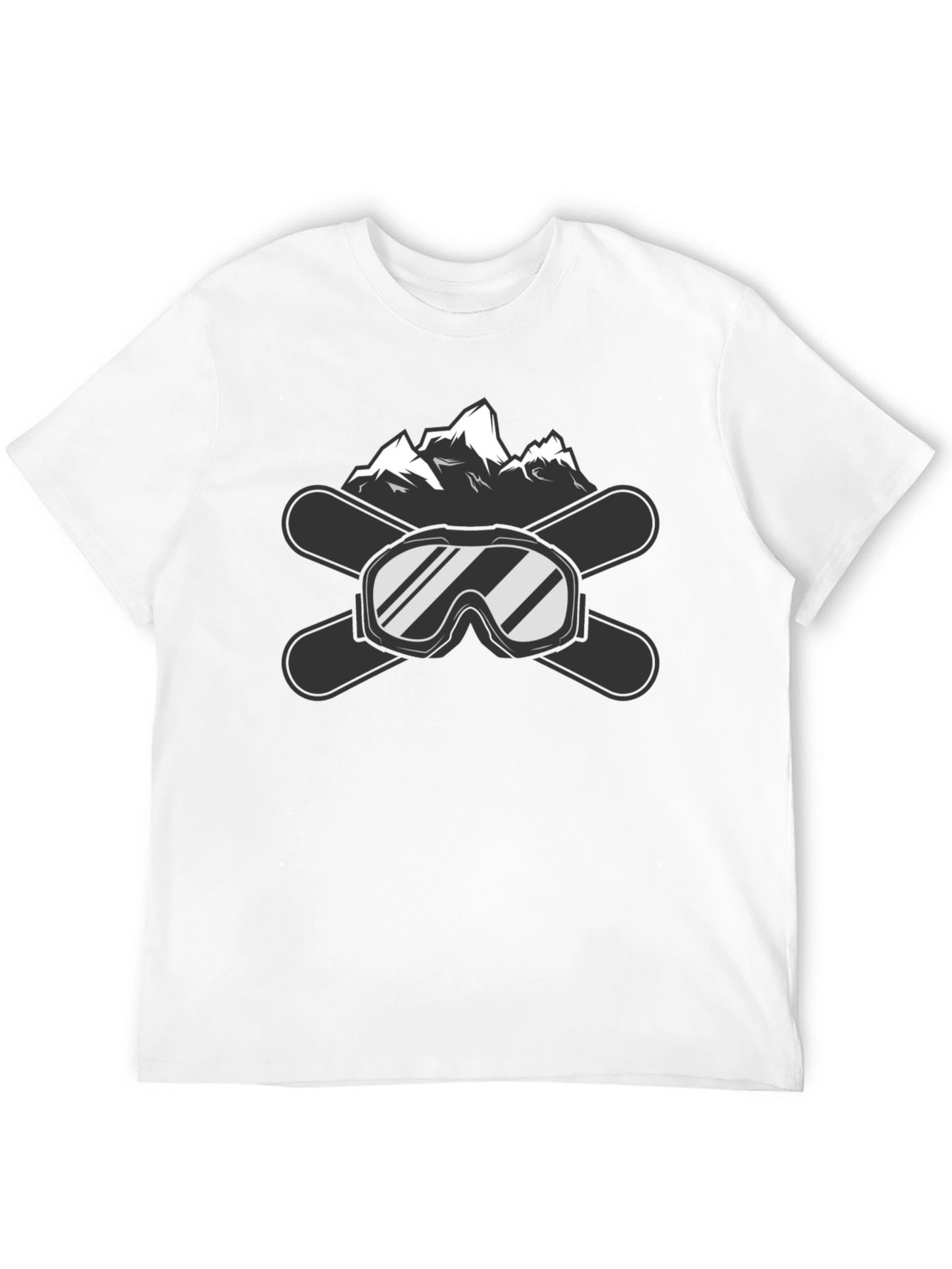 Black Snow Sport Tee: Ski Goggles and Mountain Graphic view 12