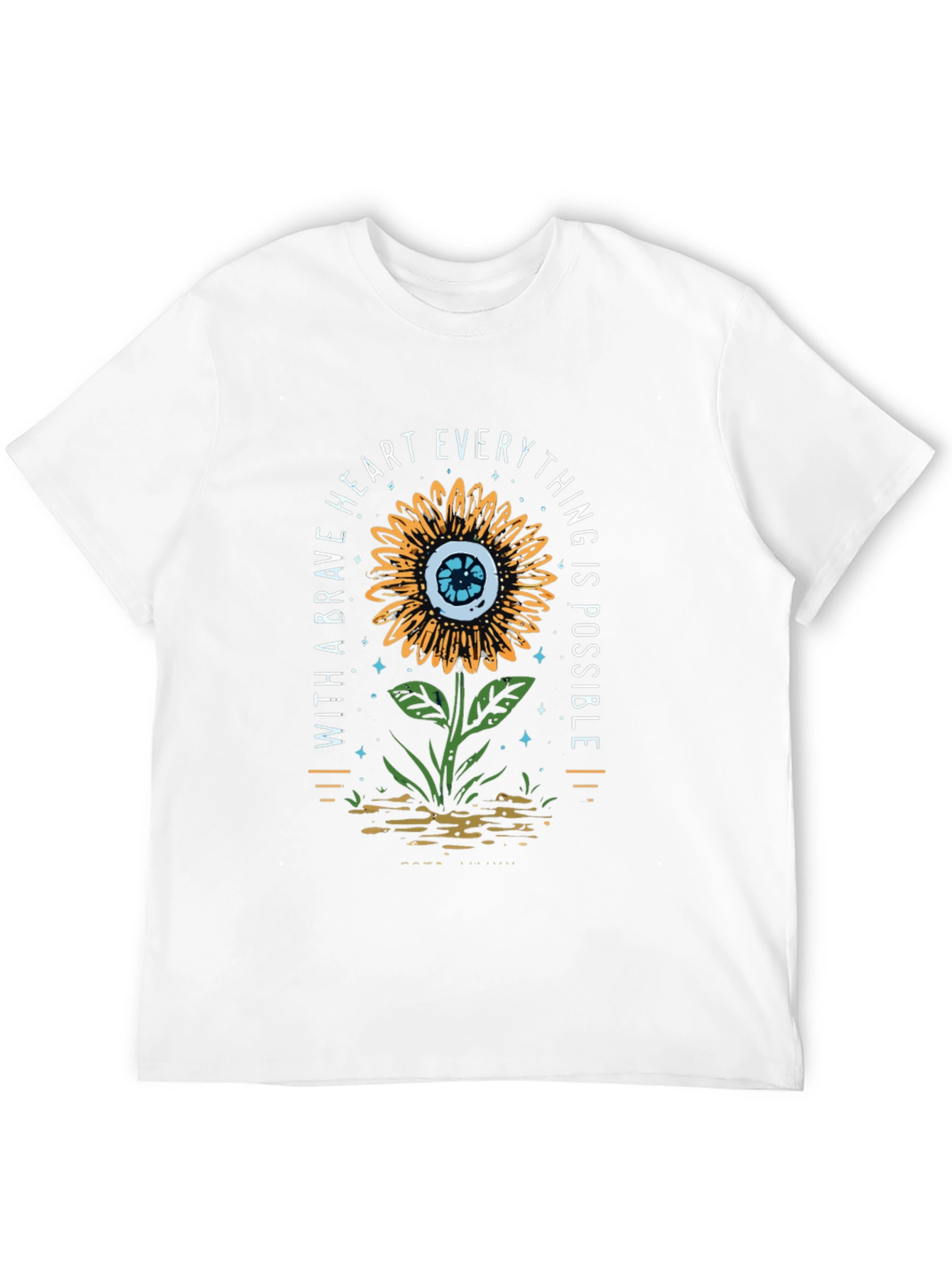 Black Brave Heart Sunflower Graphic Print T-Shirt view 12