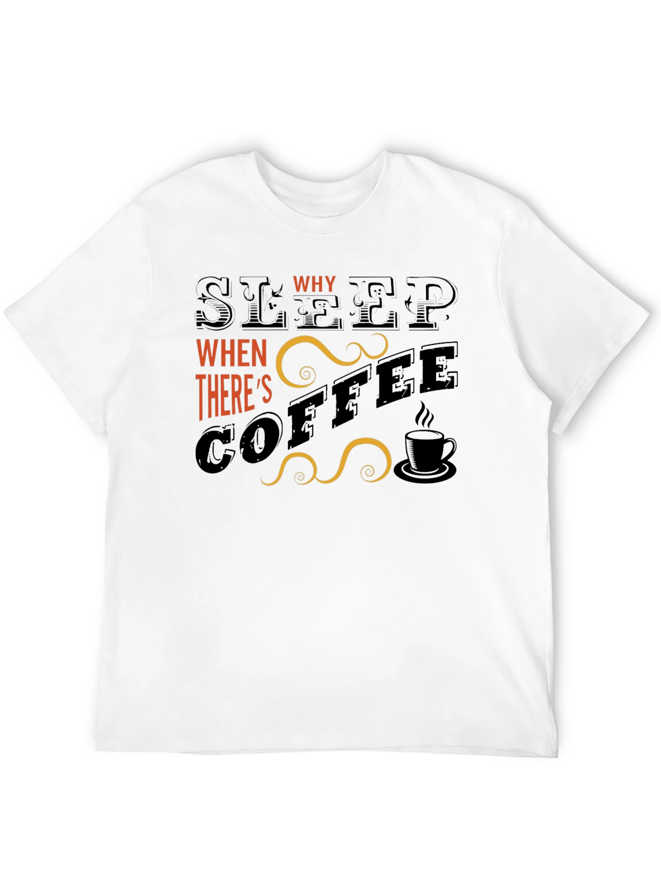 Black Sleep? Why? Coffee Graphic T-Shirt - Black view 12
