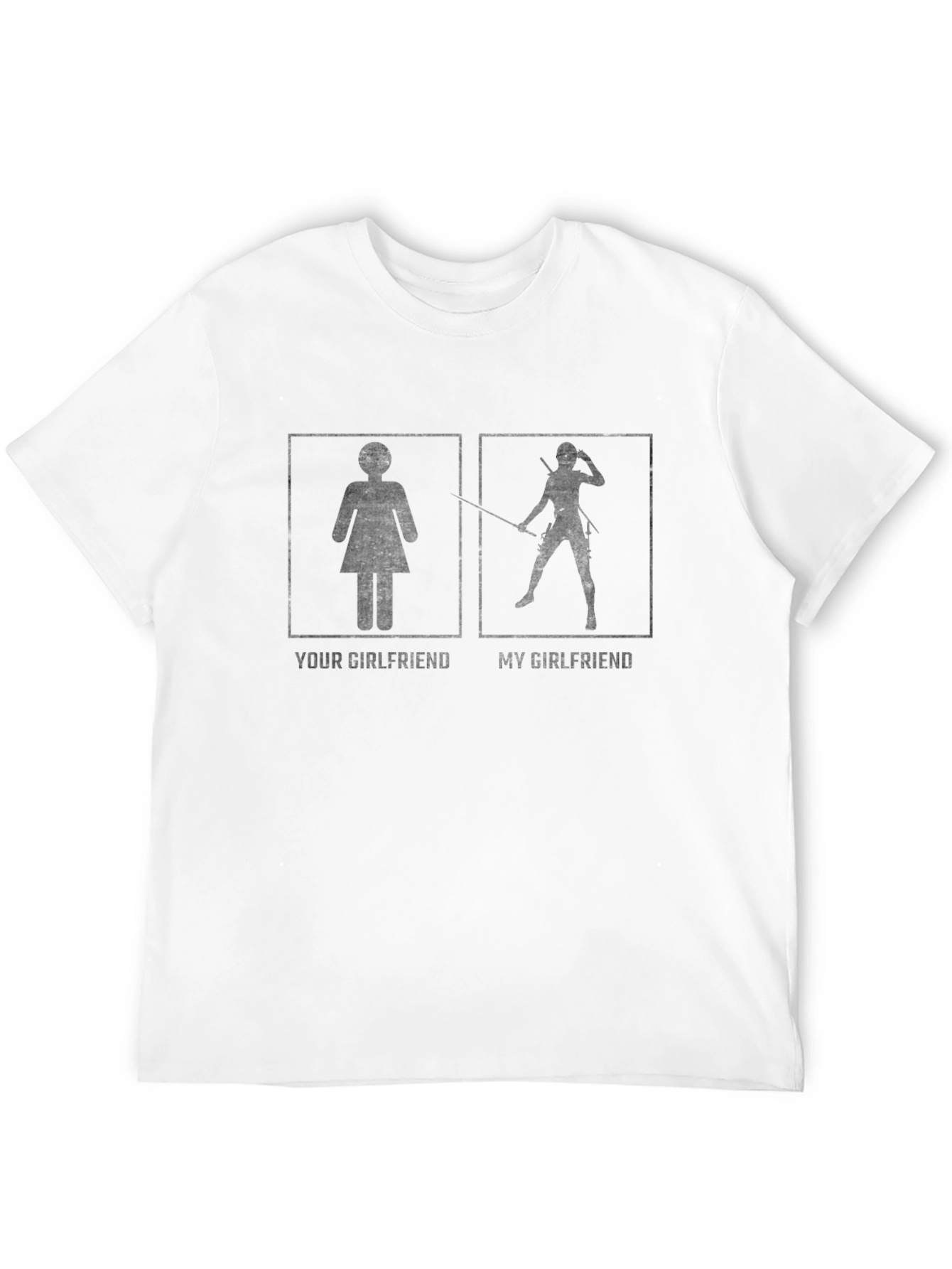 Black Funny "Your Girlfriend vs My Girlfriend" Black T-Shirt view 12