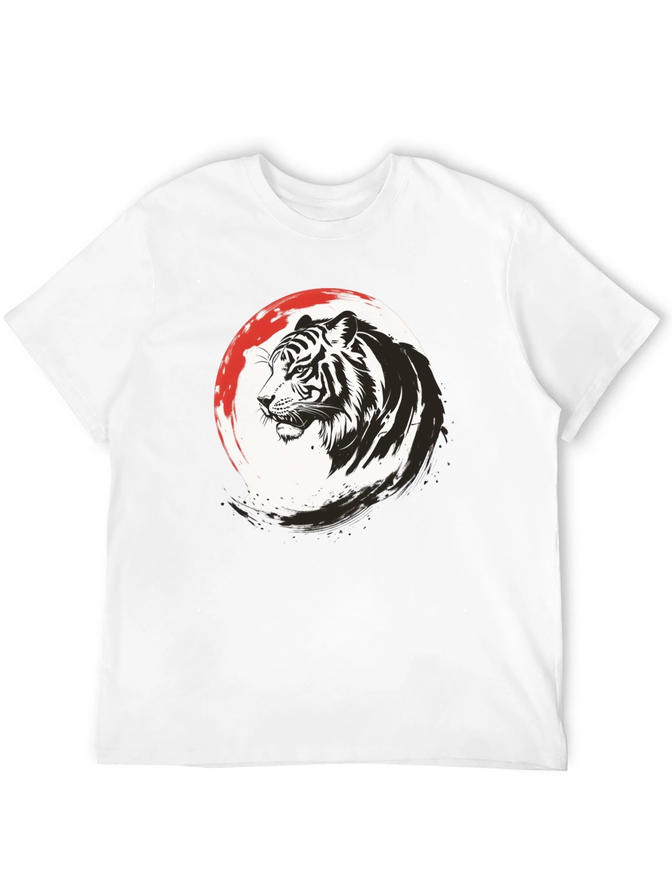 Black Tiger Graphic Print Men's Black T-Shirt view 12