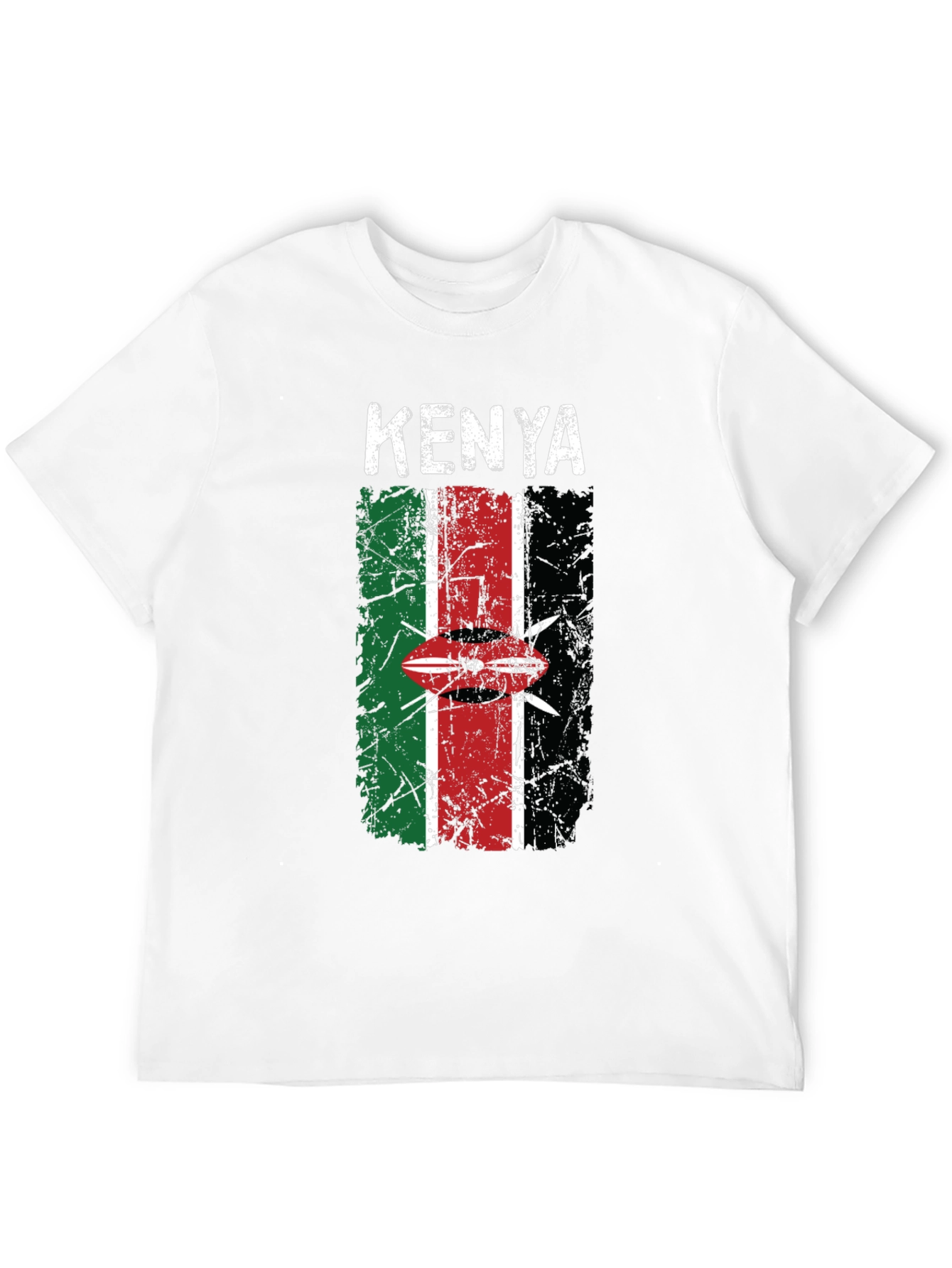 Kenya Flag T-Shirt - Distressed Graphic Tee - 12