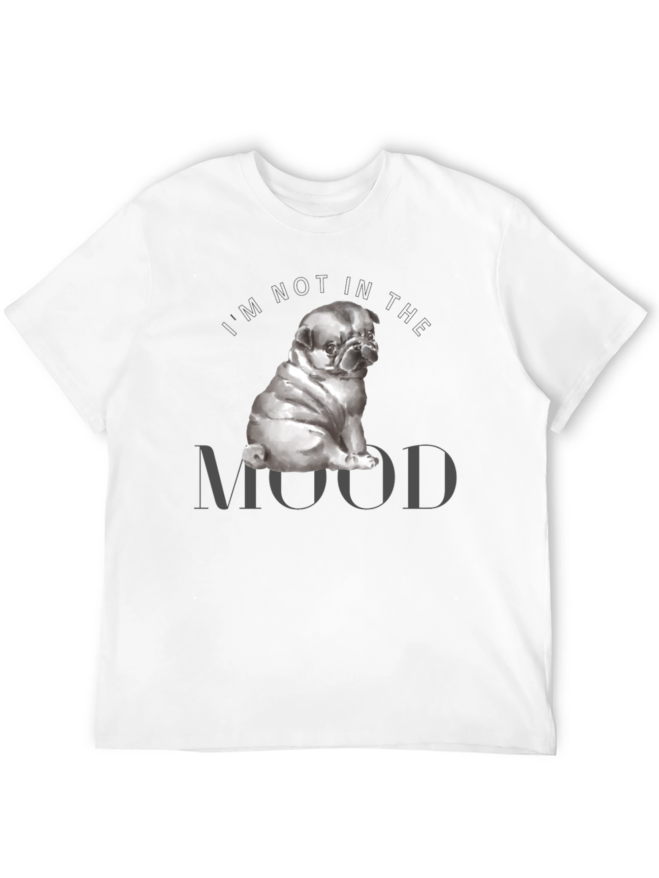 Black Pug Mood Graphic Tee - Men's Short Sleeve Black T-Shirt view 12