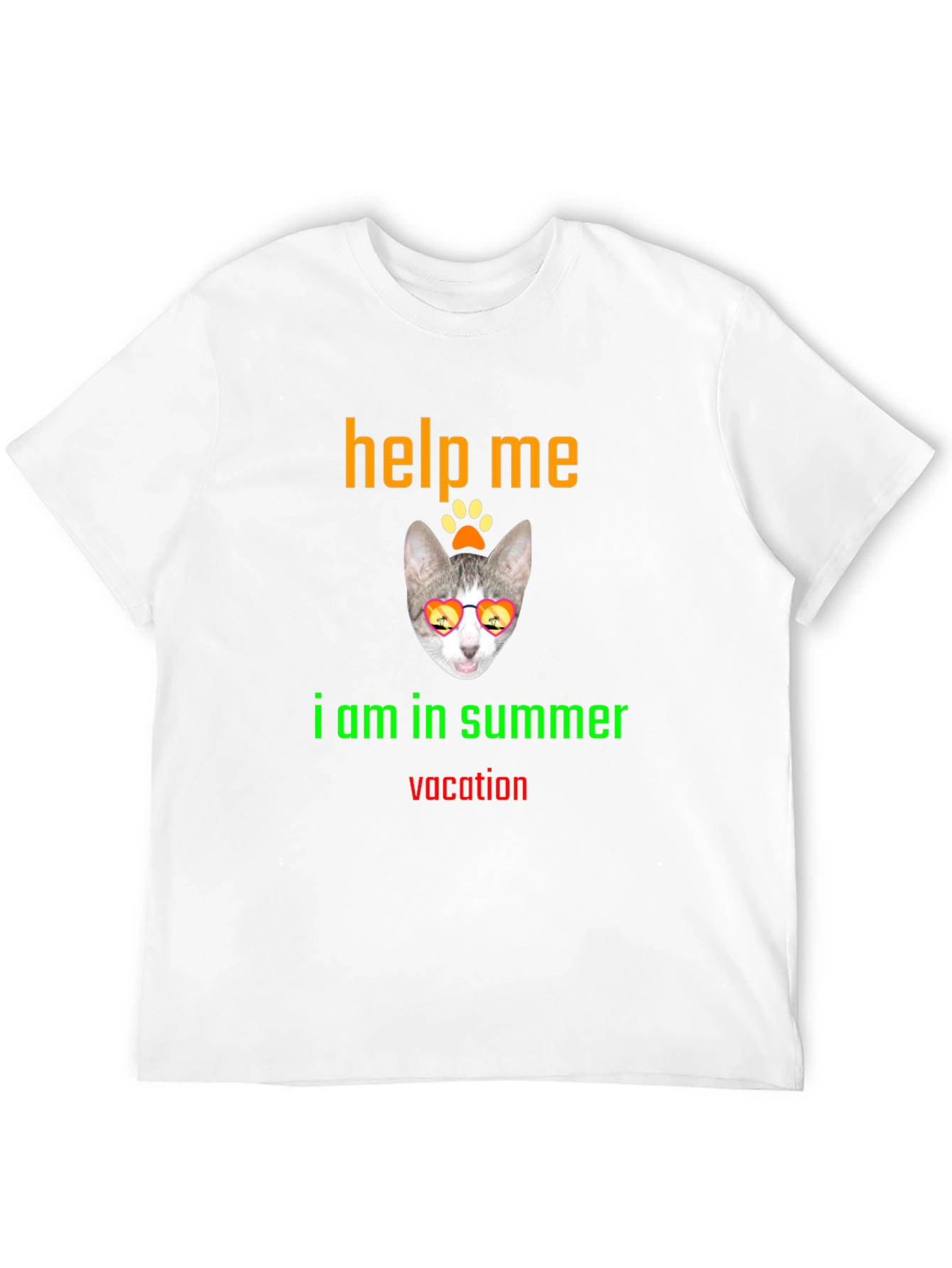 Black Help Me Summer Vacation Tee - Cat Sunglasses T-Shirt view 12