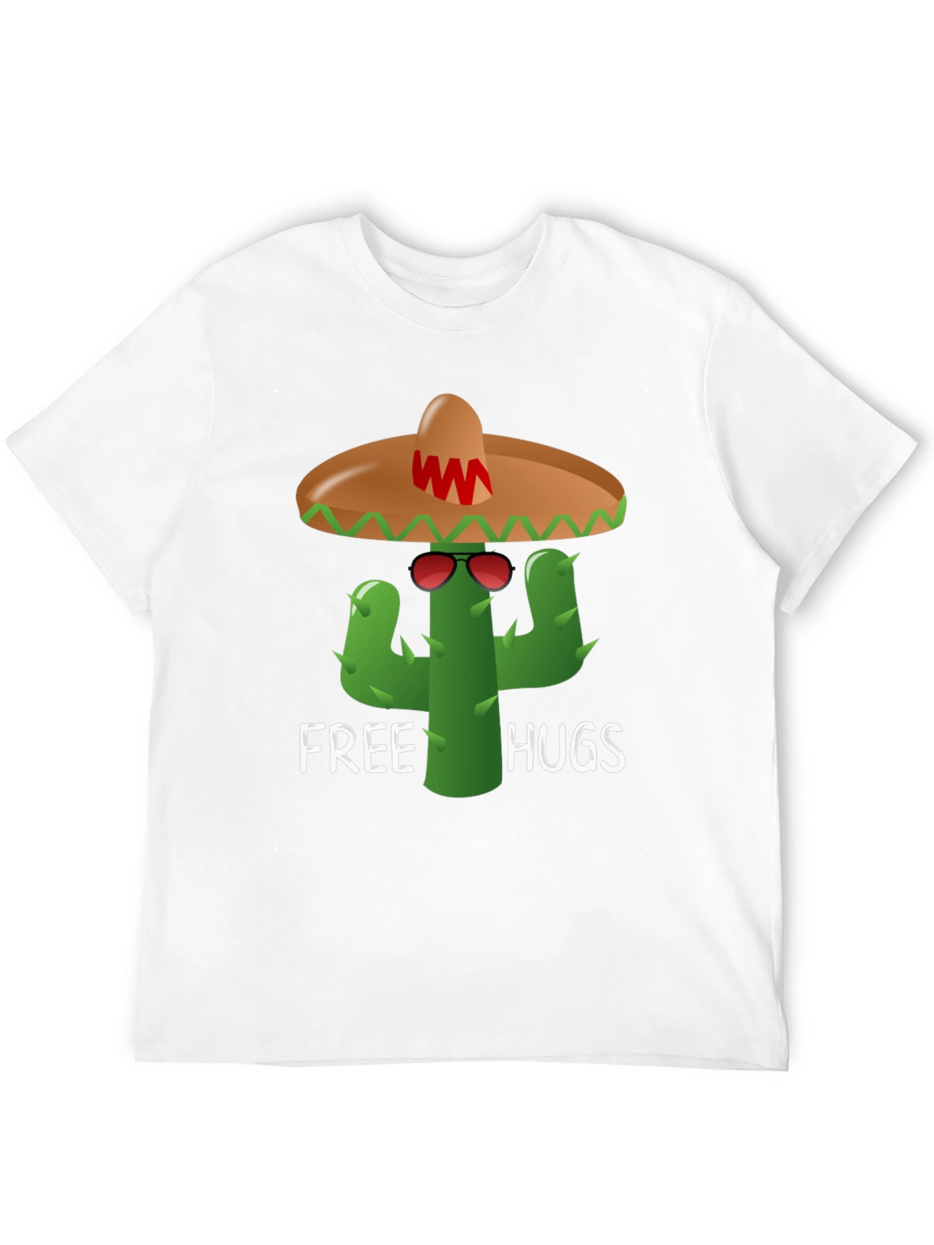 Black Free Hugs Cactus Tee - Fun Graphic T-Shirt view 12