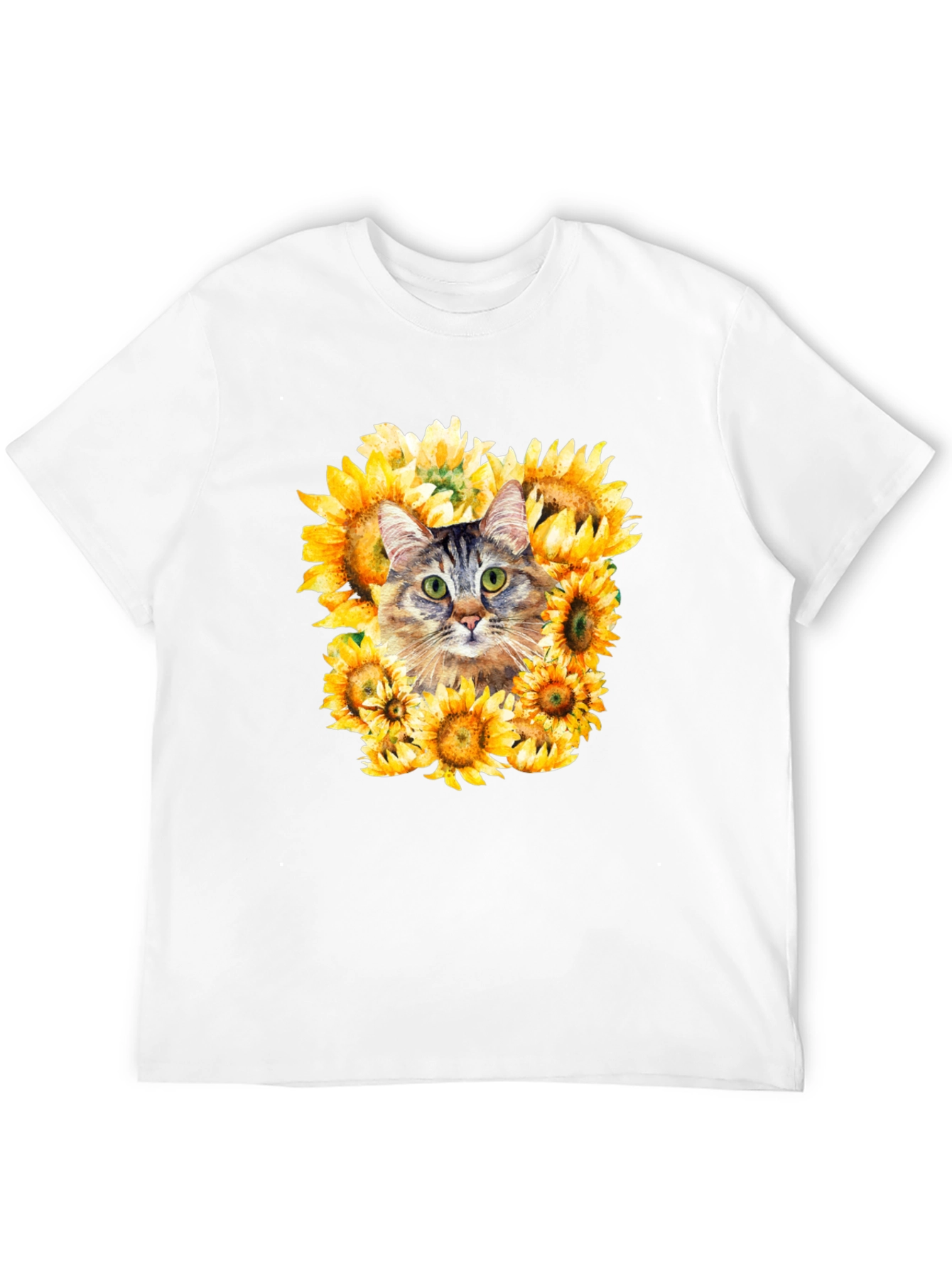 Black Cat Sunflower Graphic Tee - Men's Black T-Shirt view 12