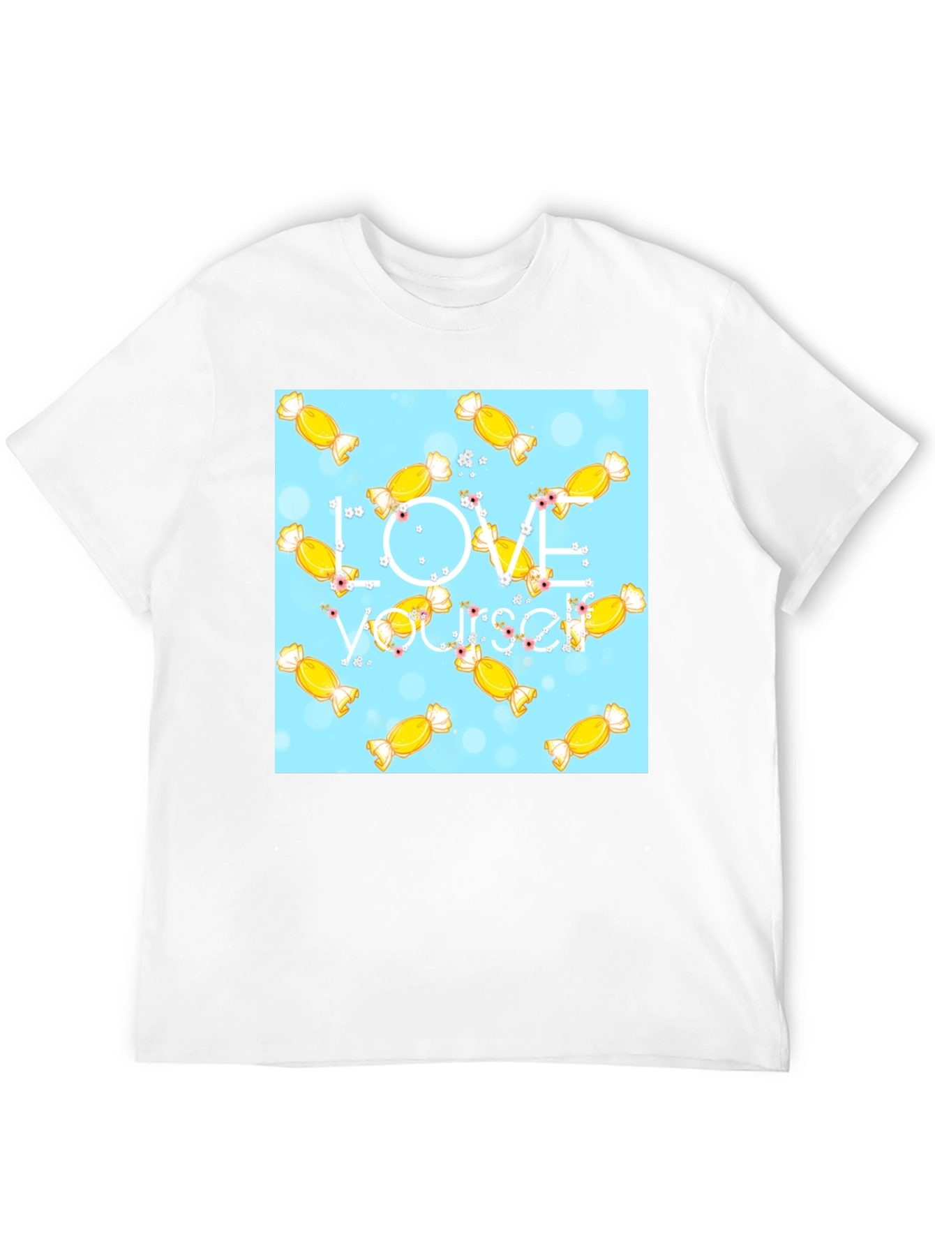 Black Love Yourself Candy Pattern Black T-Shirt view 12