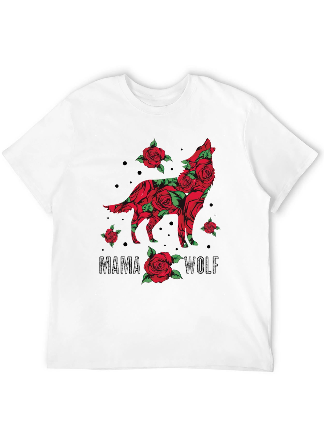 Black Mama Wolf Rose Graphic T-Shirt view 12
