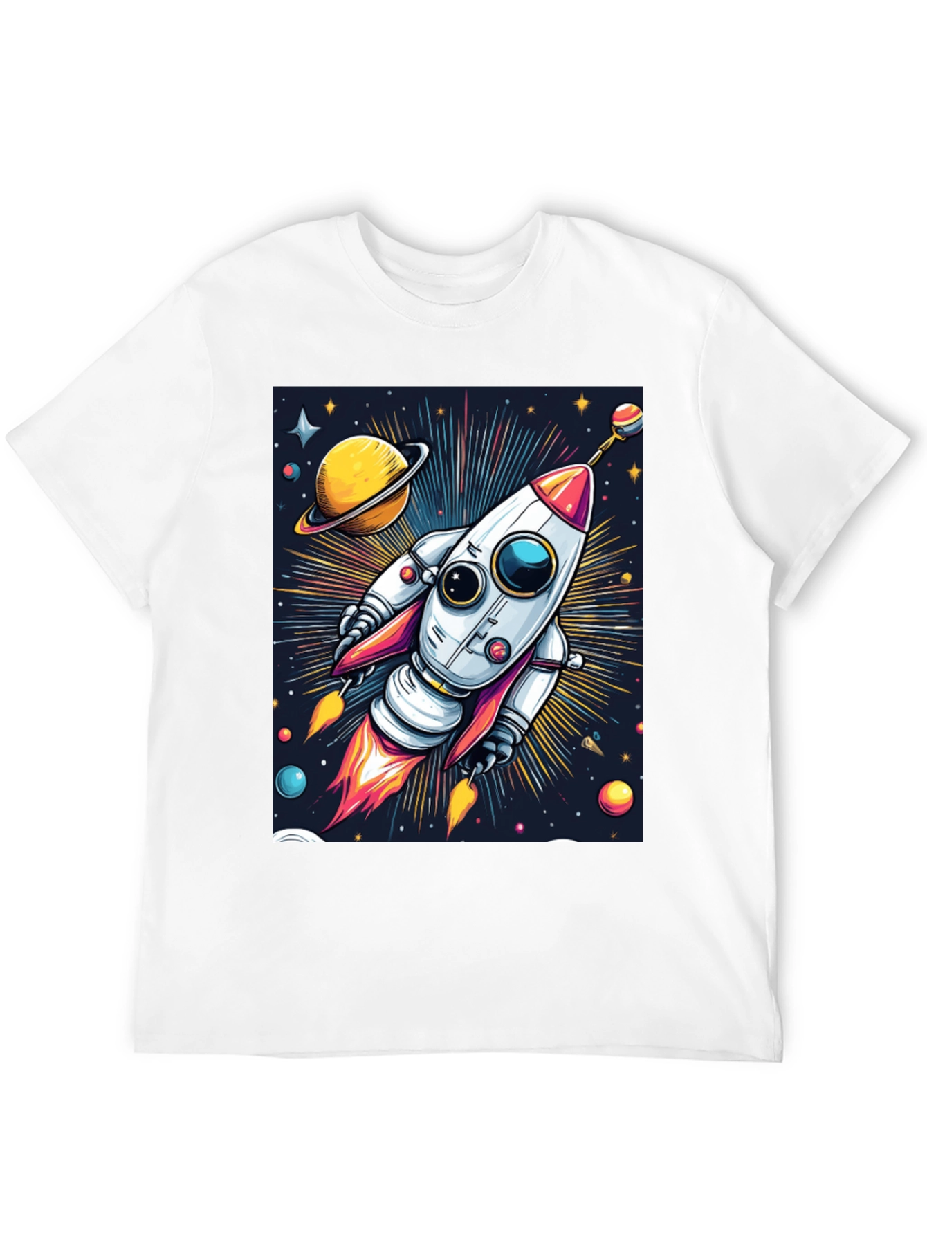 Black Space Rocket T-Shirt - Cosmic Graphic Tee view 12