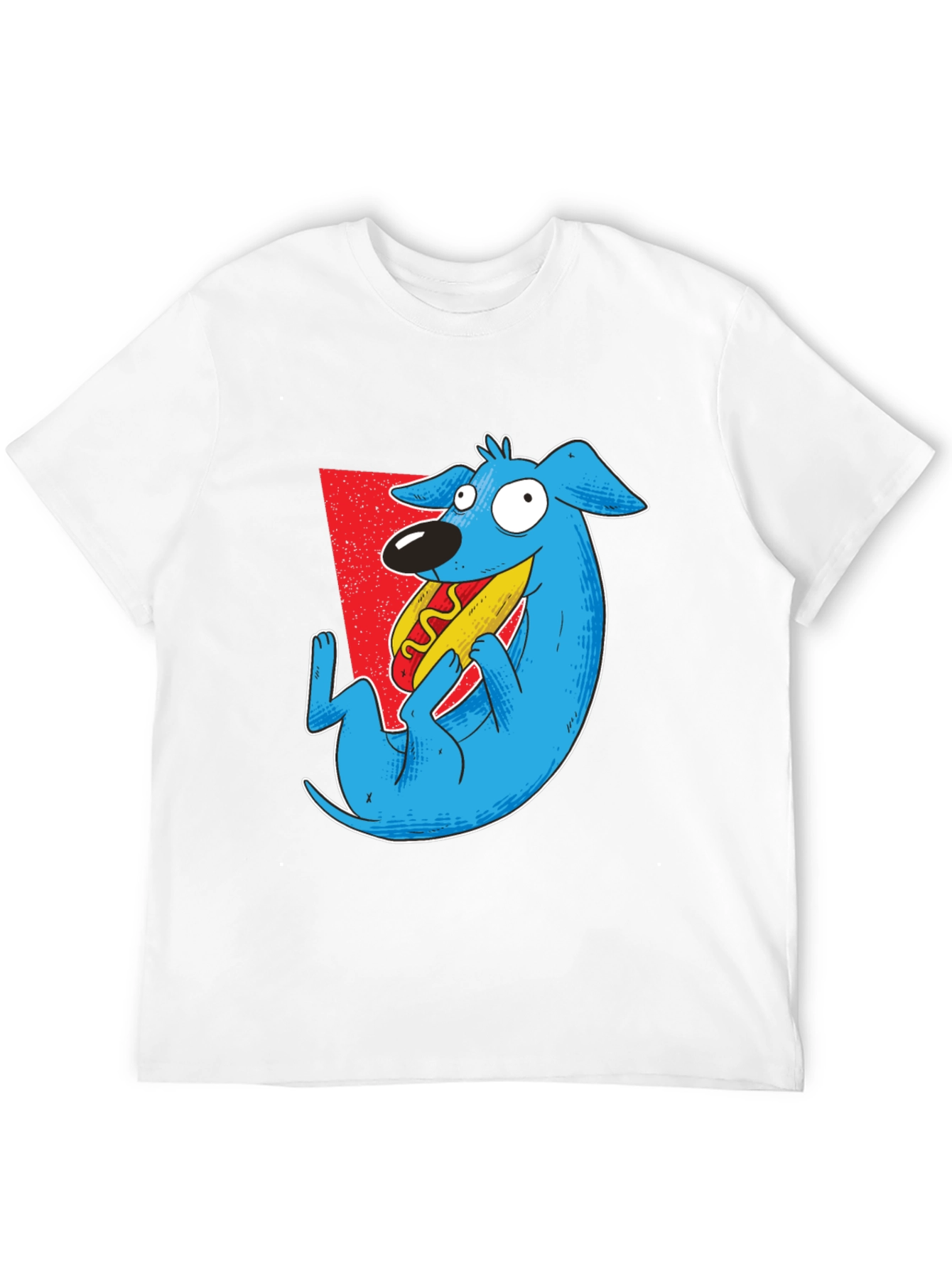 Black Cartoon Dog Eating Hotdog Graphic Tee - Black view 12