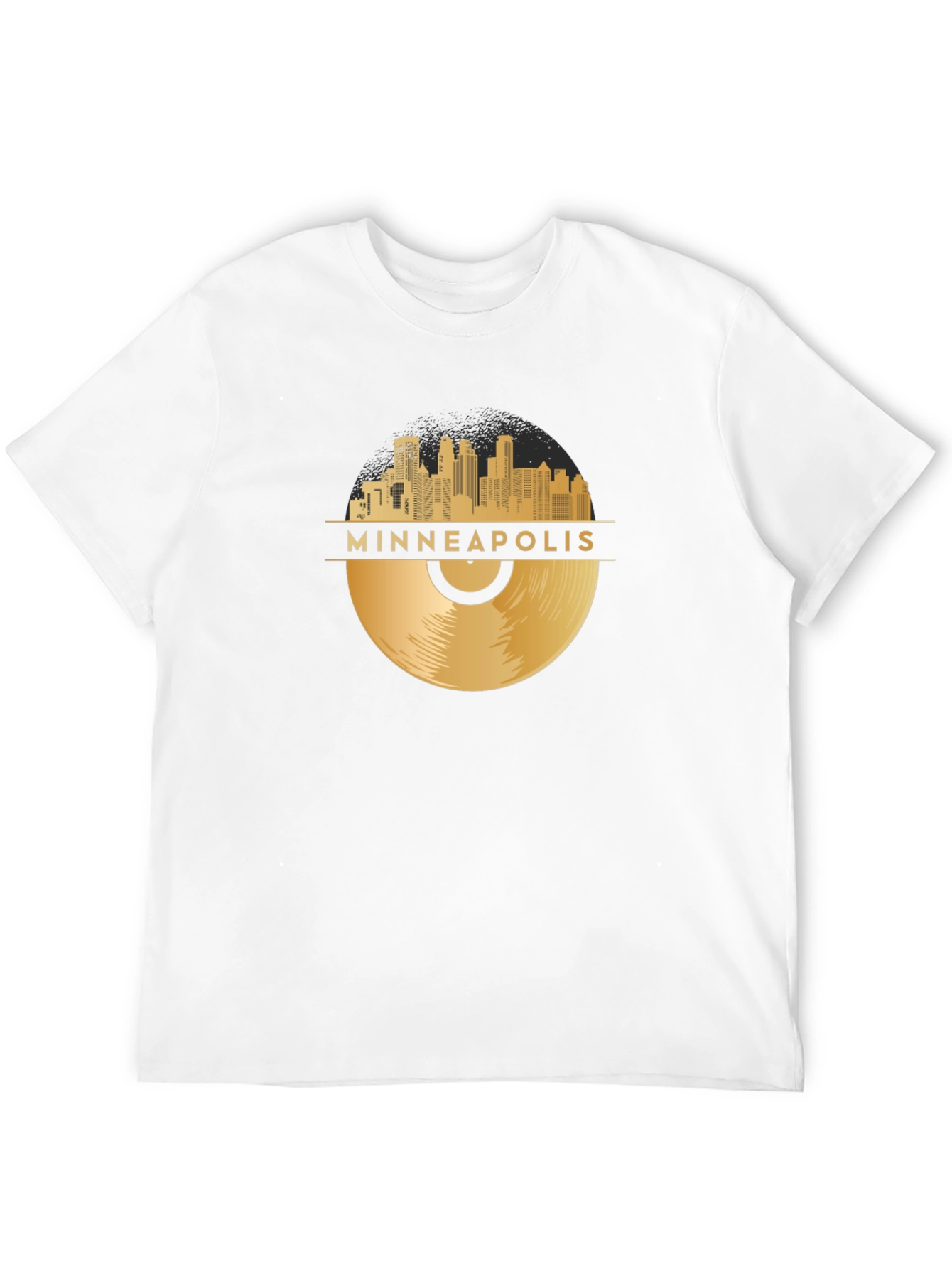 Black Minneapolis Gold Record Skyline Black T-Shirt view 12