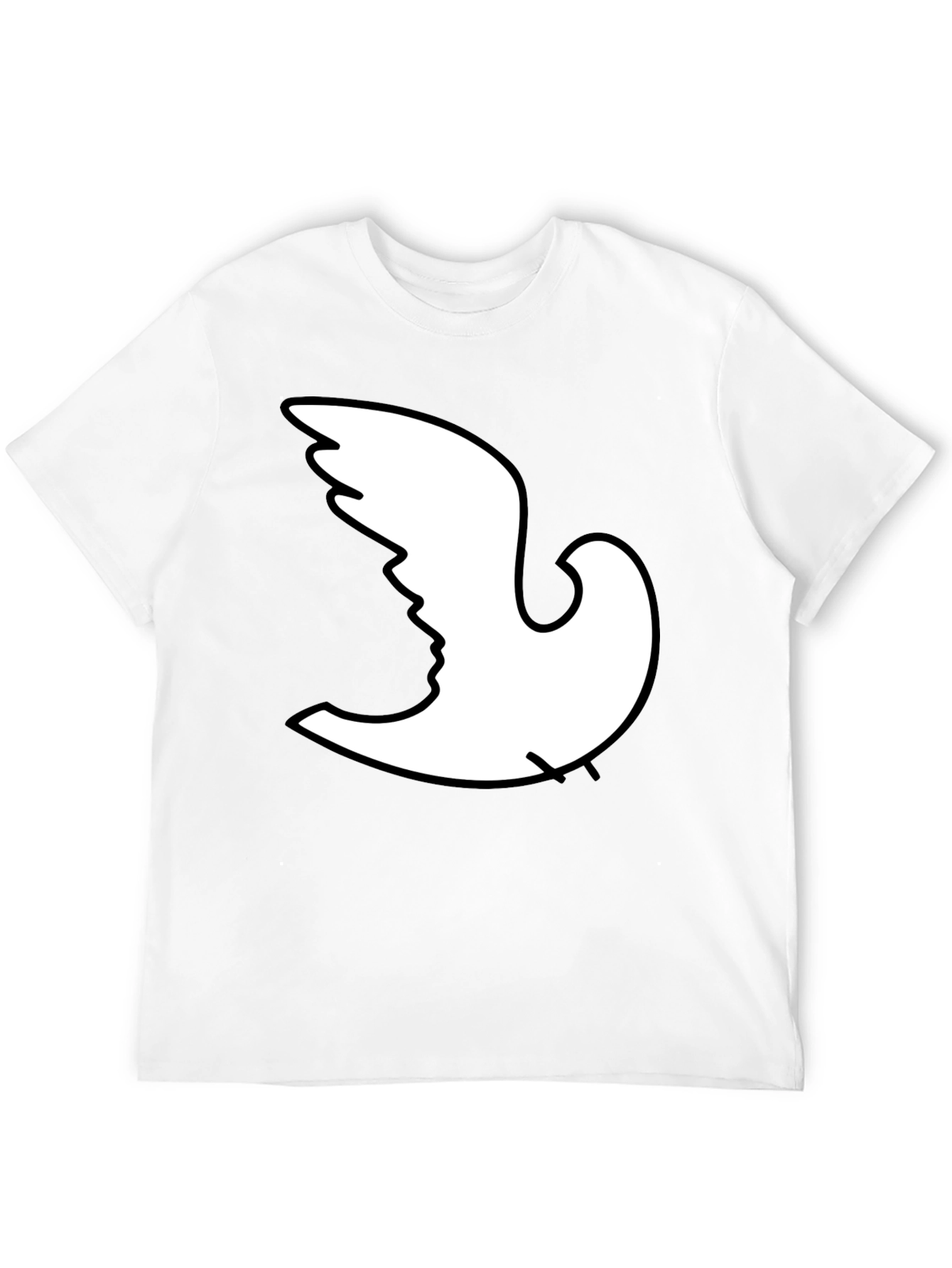 Black Optical Illusion Dove Face Graphic T-Shirt view 12