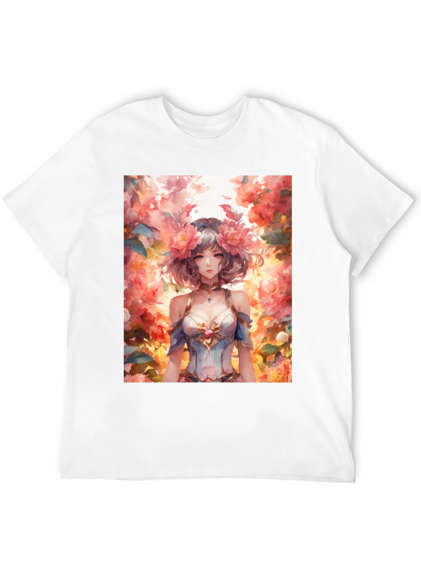 Black Floral Anime Girl Graphic Tee - Stylish & Unique view 12