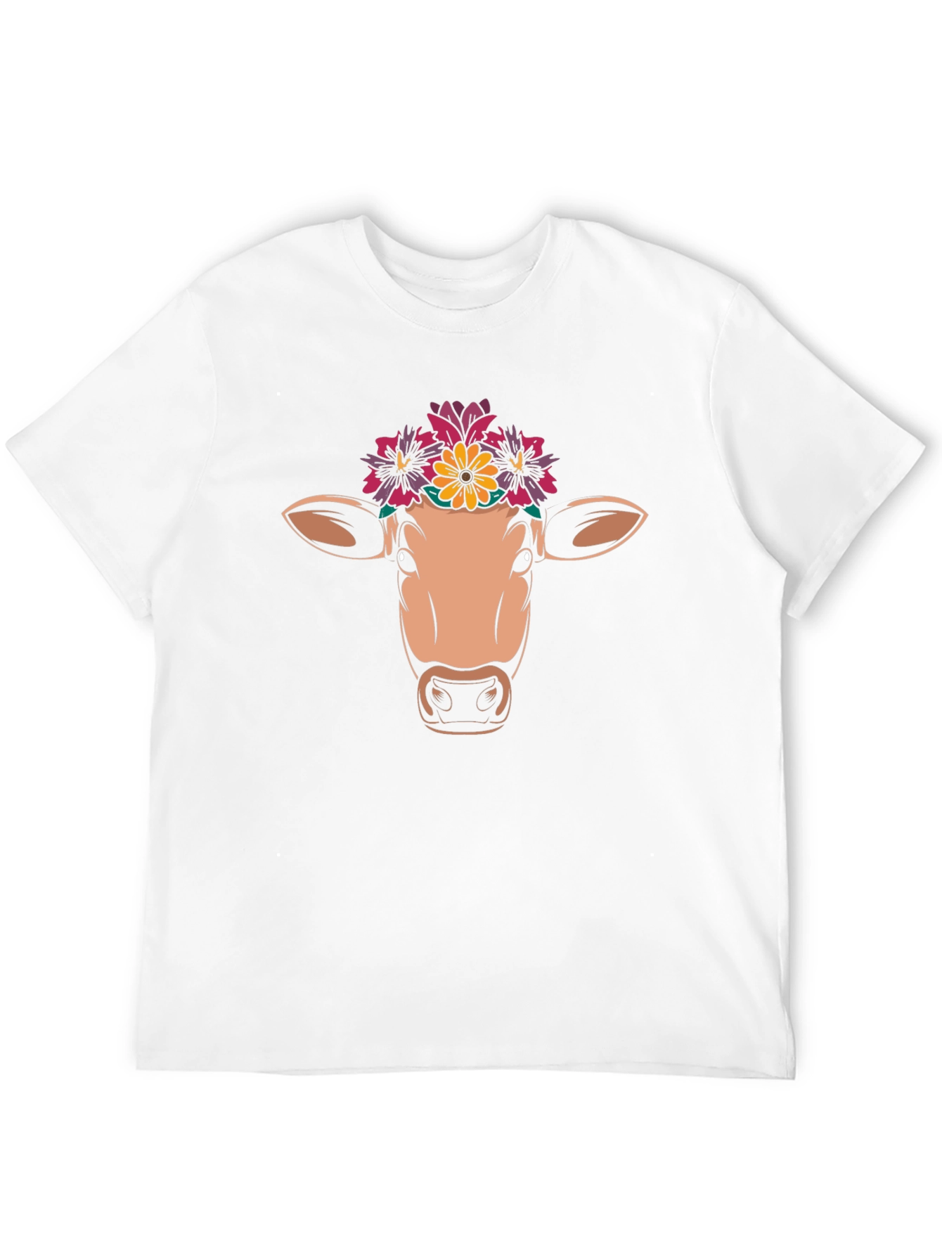 Black Floral Cow Graphic Tee - Unisex Black T-Shirt view 12