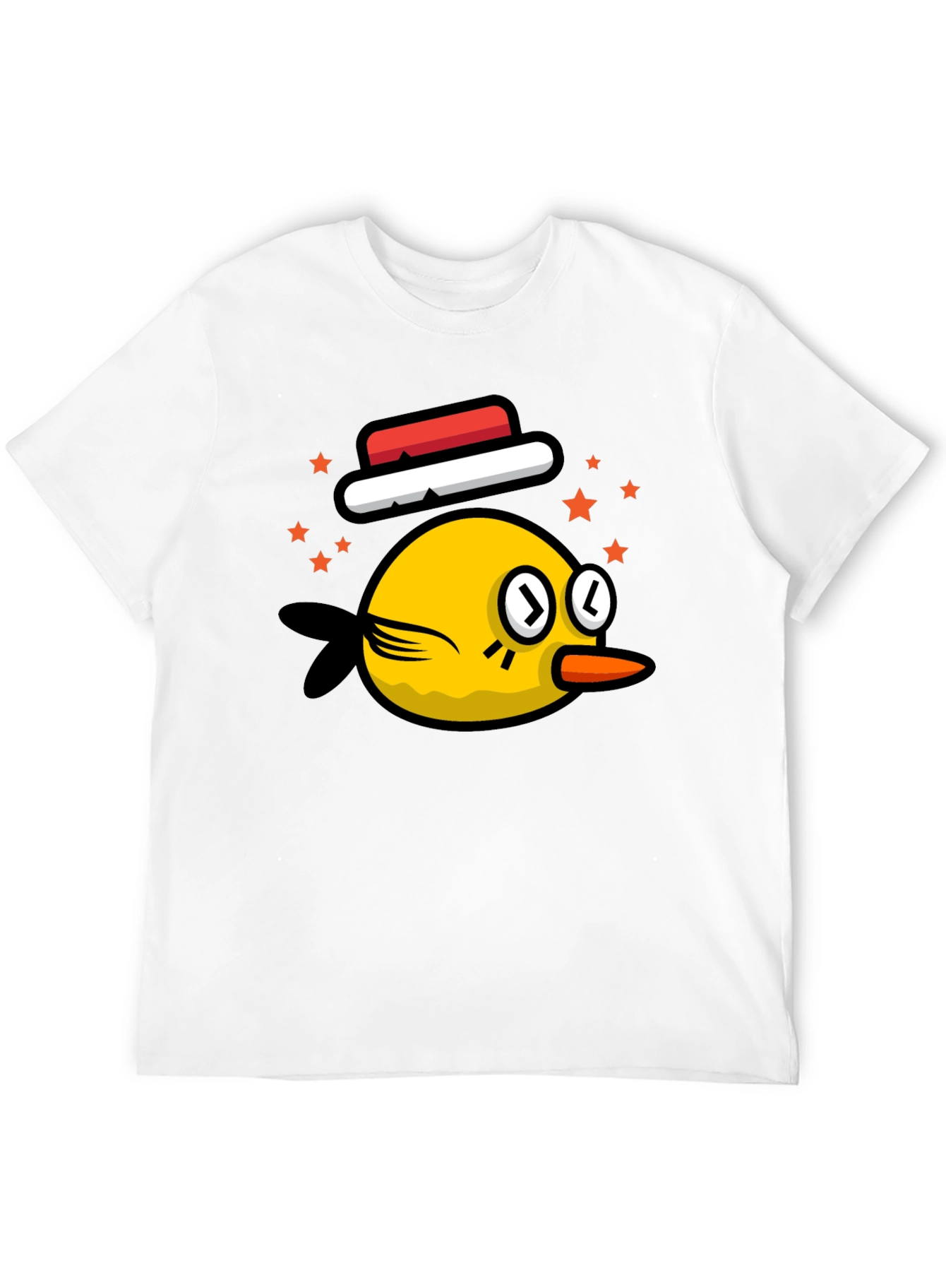 Black Cartoon Bird Graphic Tee - Black Cotton Casual T-Shirt view 12