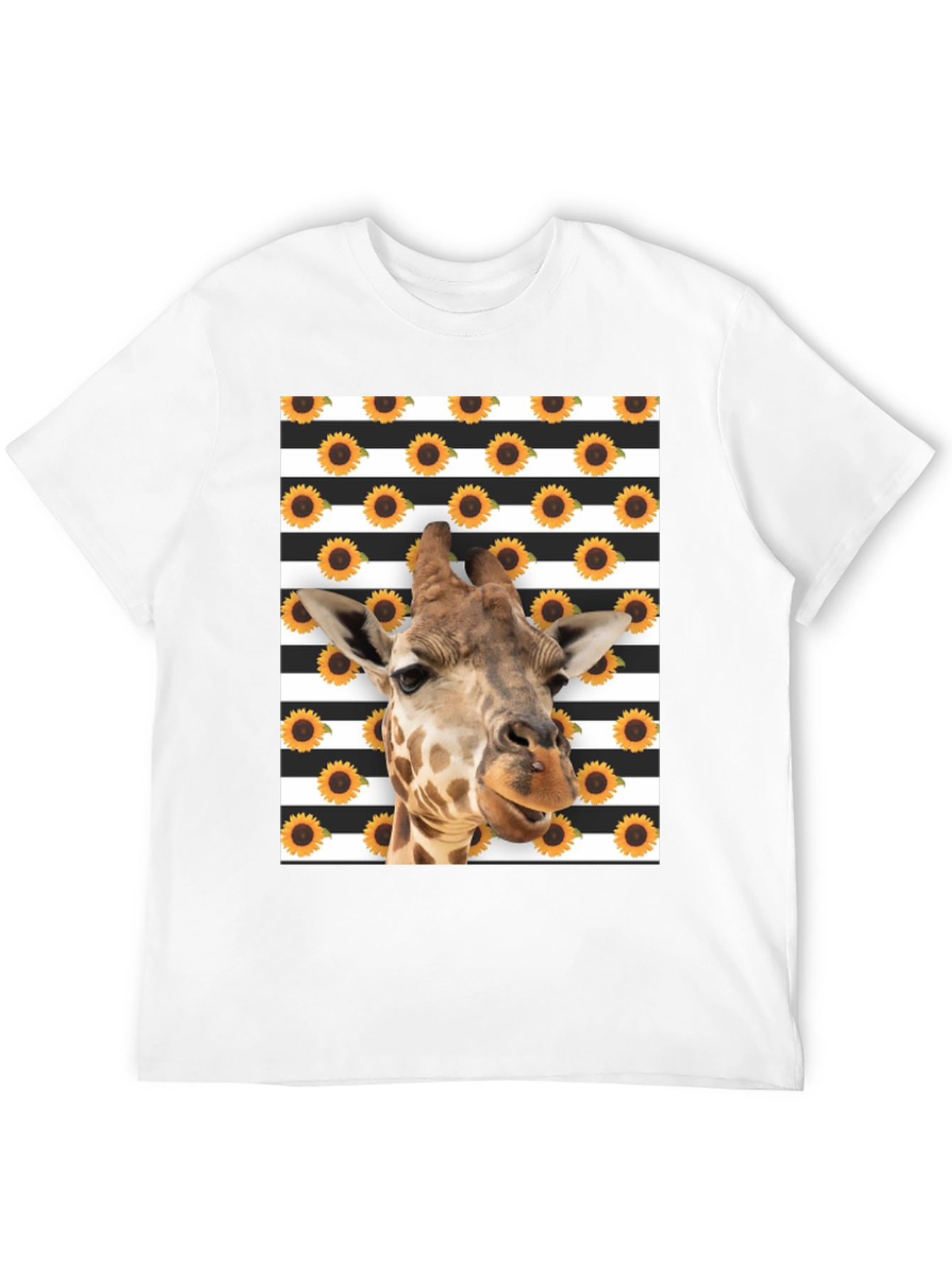 Black Giraffe Sunflower Striped Graphic Tee view 12