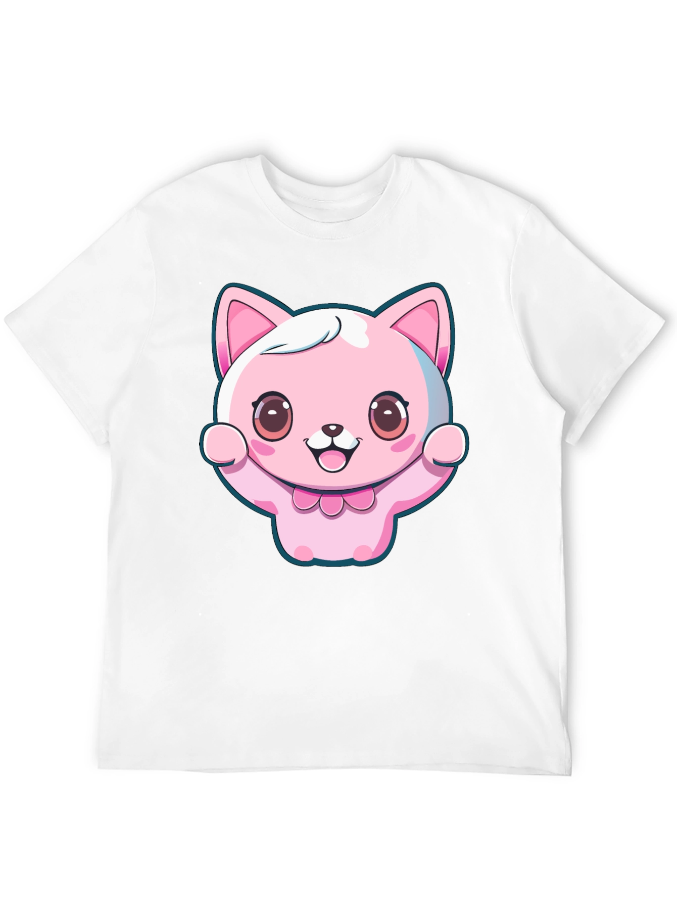 Black Kawaii Cat Graphic Tee - Cute Cartoon Style view 12