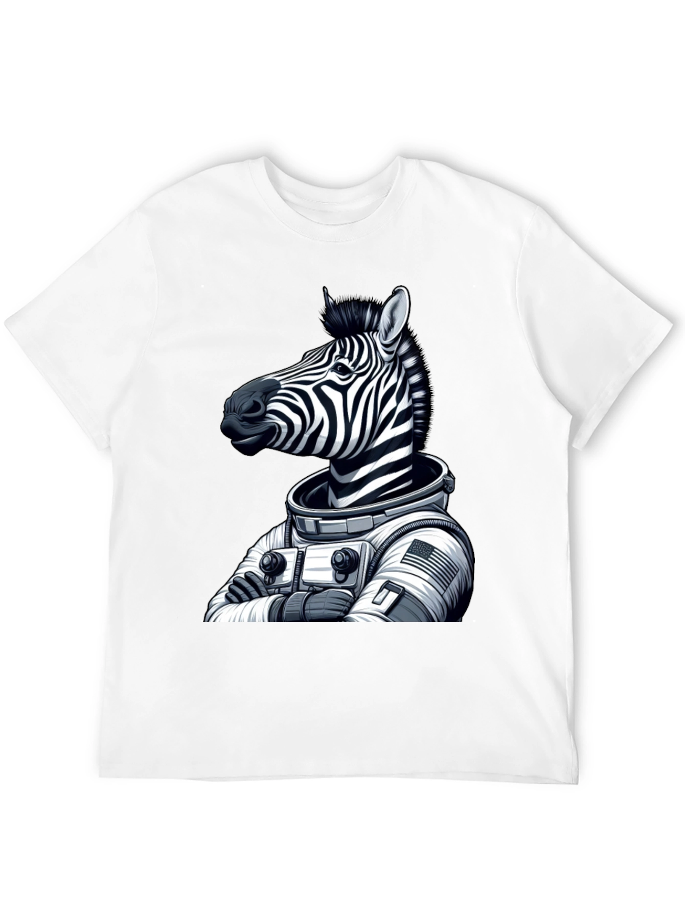 Black Zebra Astronaut Black T-Shirt view 12