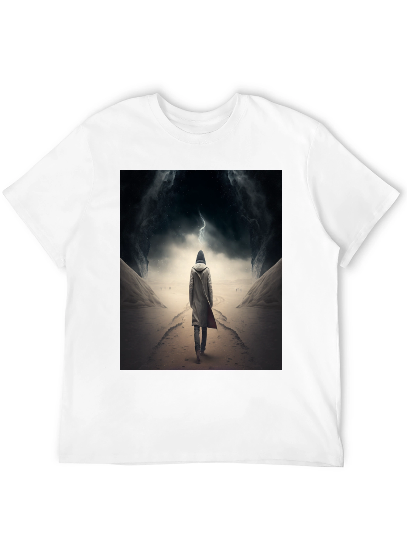 Black Hooded Figure Lightning Black T-Shirt view 12