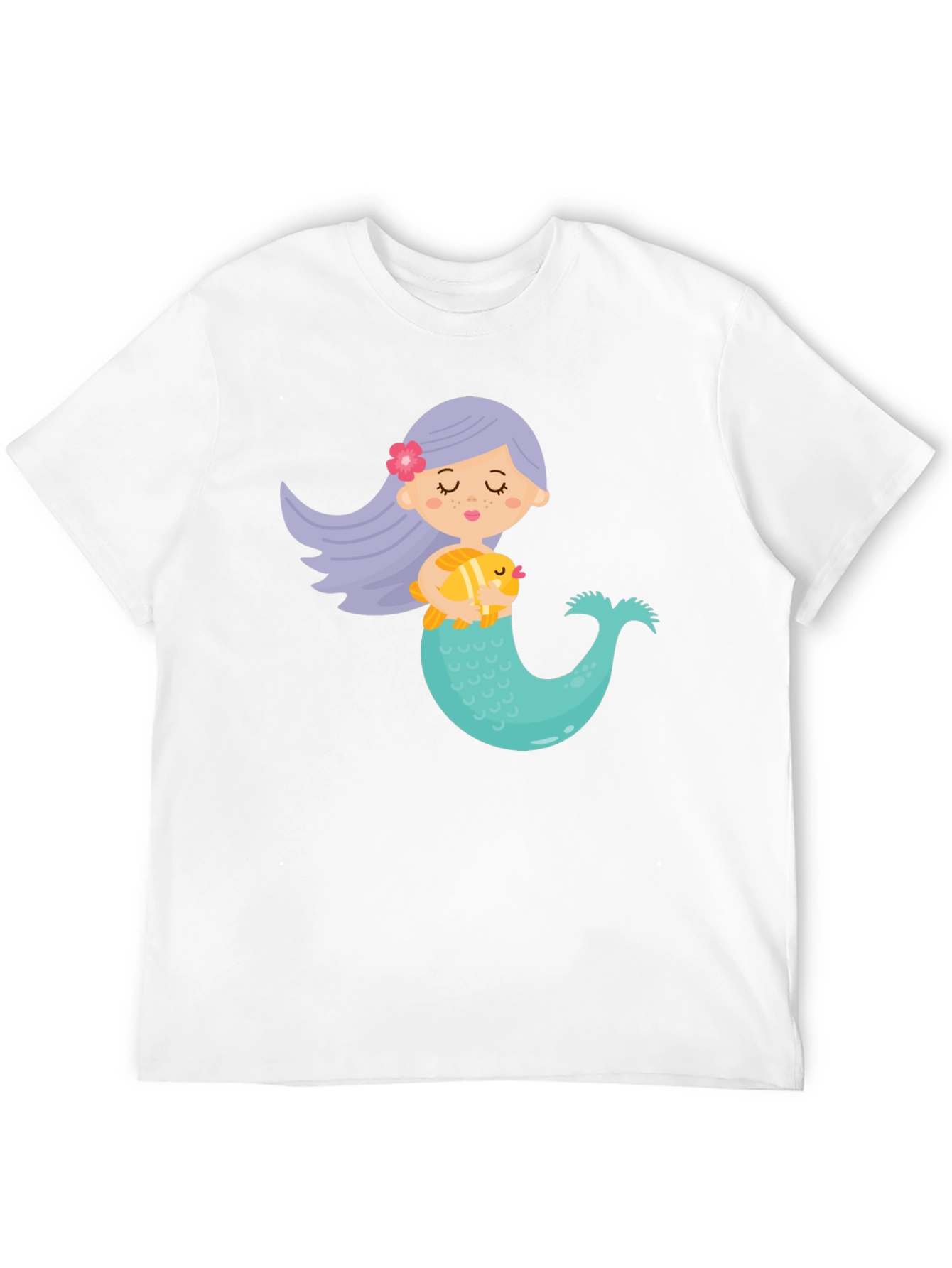 Black Cute Mermaid Graphic Tee - Black Unisex T-Shirt view 12