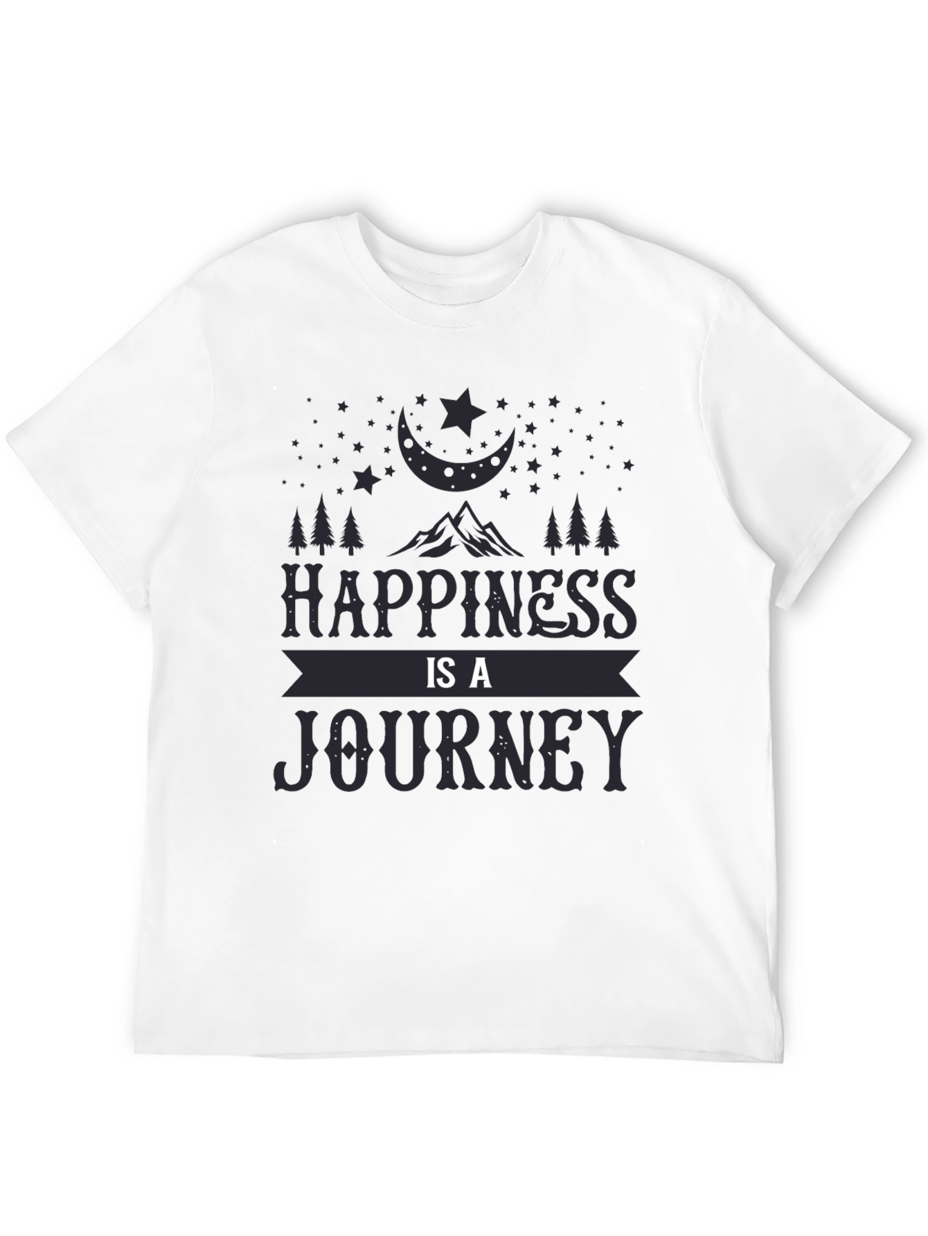 Black Happiness Is A Journey Black T-Shirt view 12