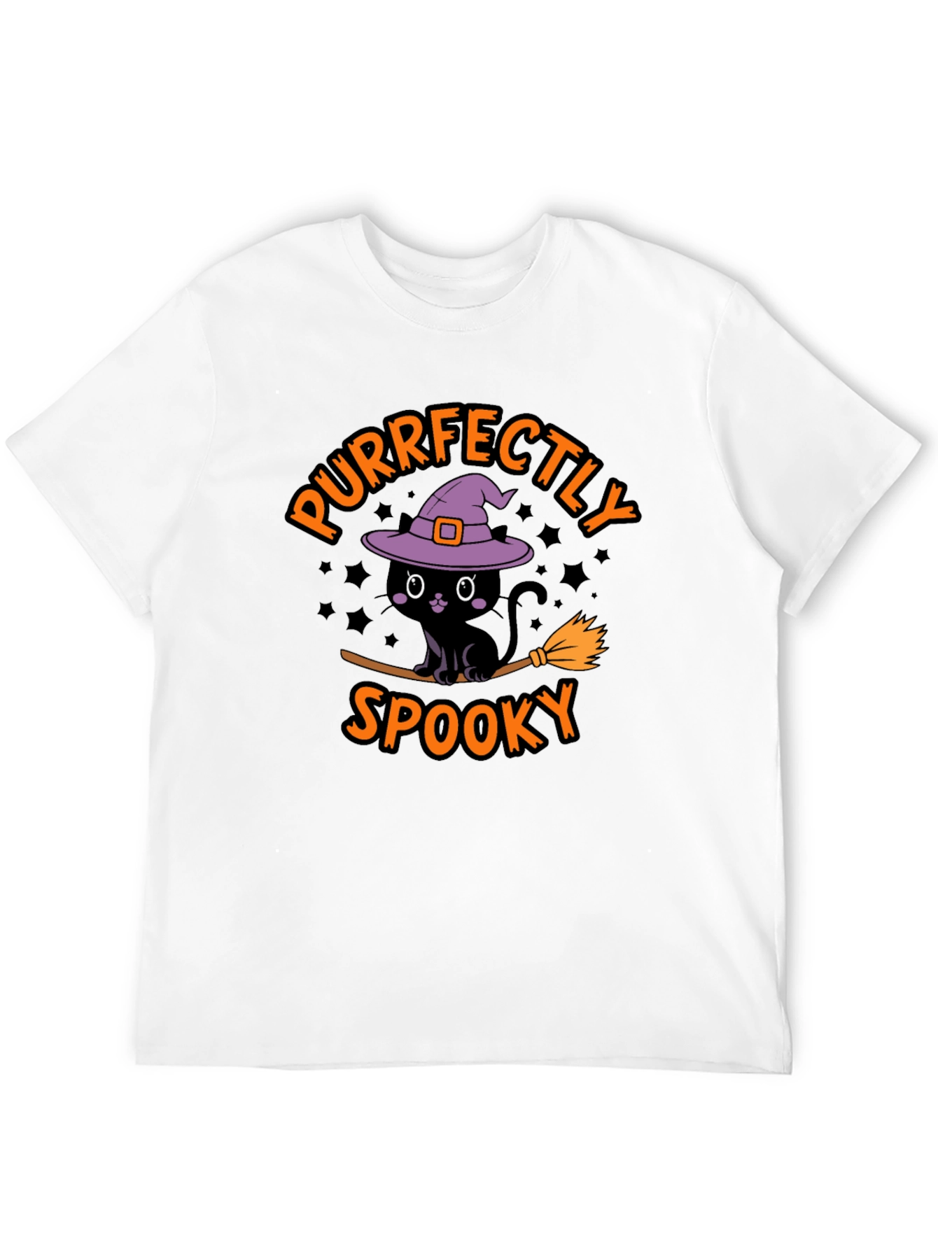 Black Purrfectly Spooky Halloween Black Cat T-Shirt view 12