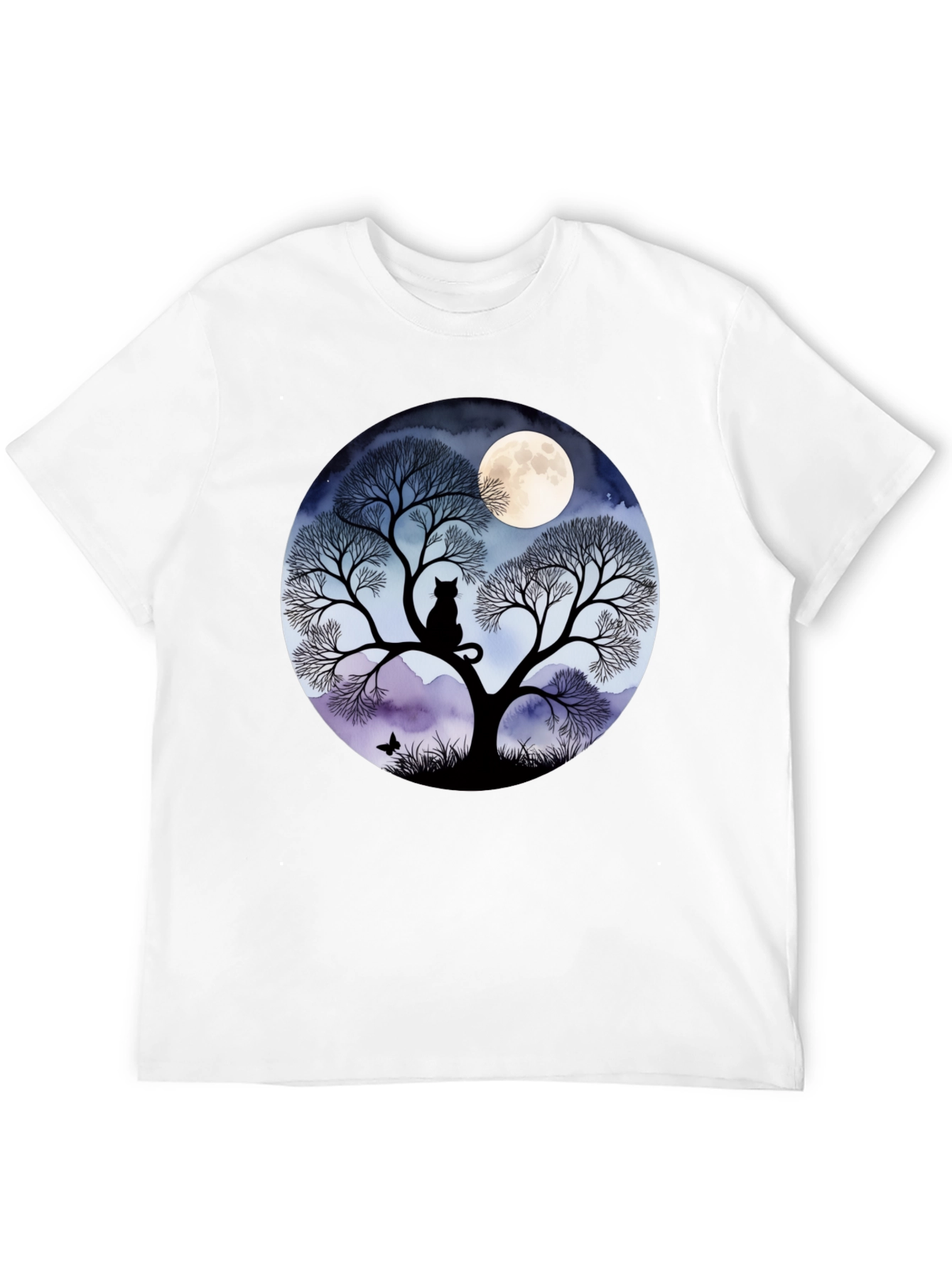 Black Moonlit Cat Tree Graphic Tee view 12