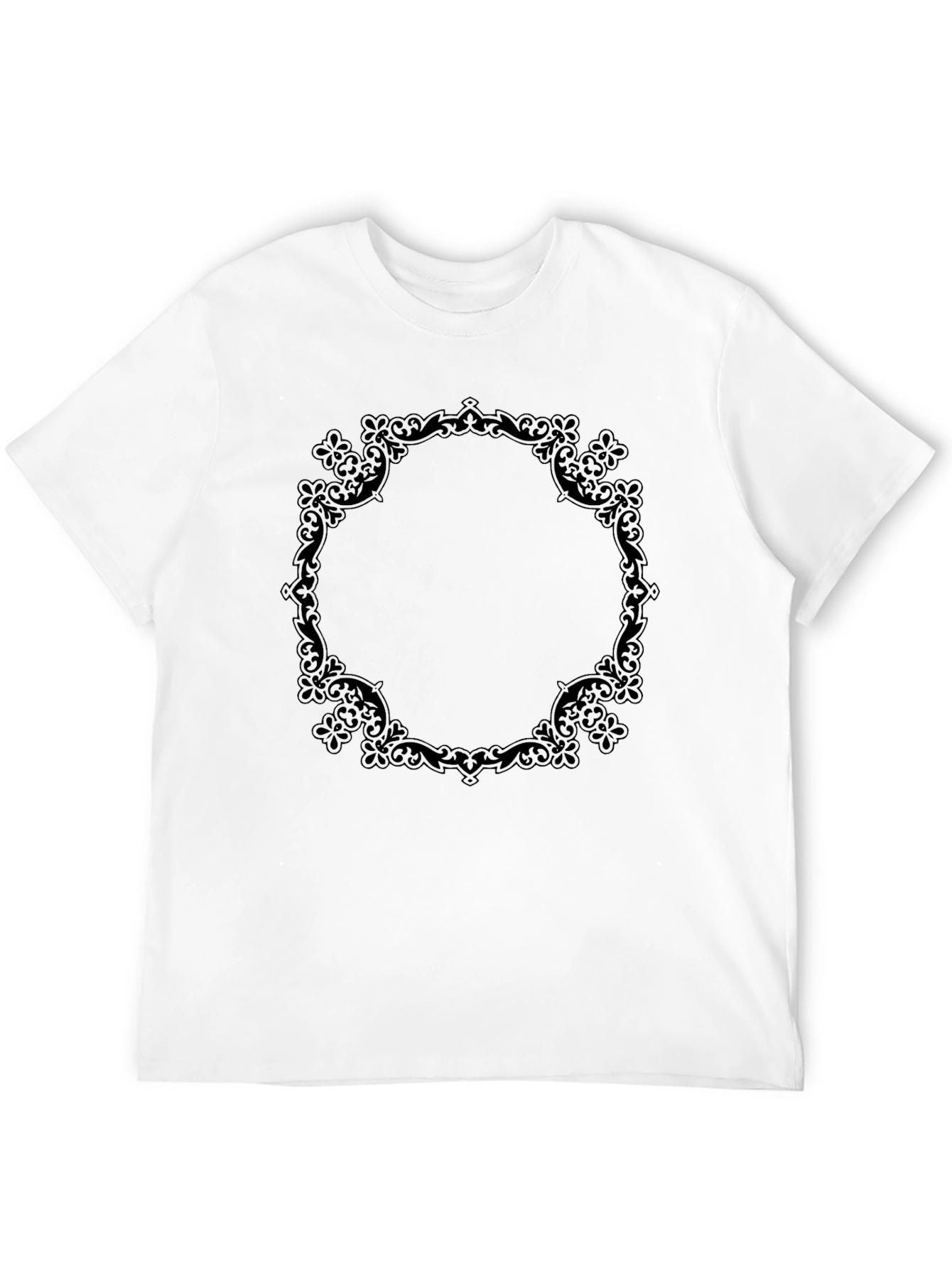 Elegant Black Ornate Circle T-Shirt - 12