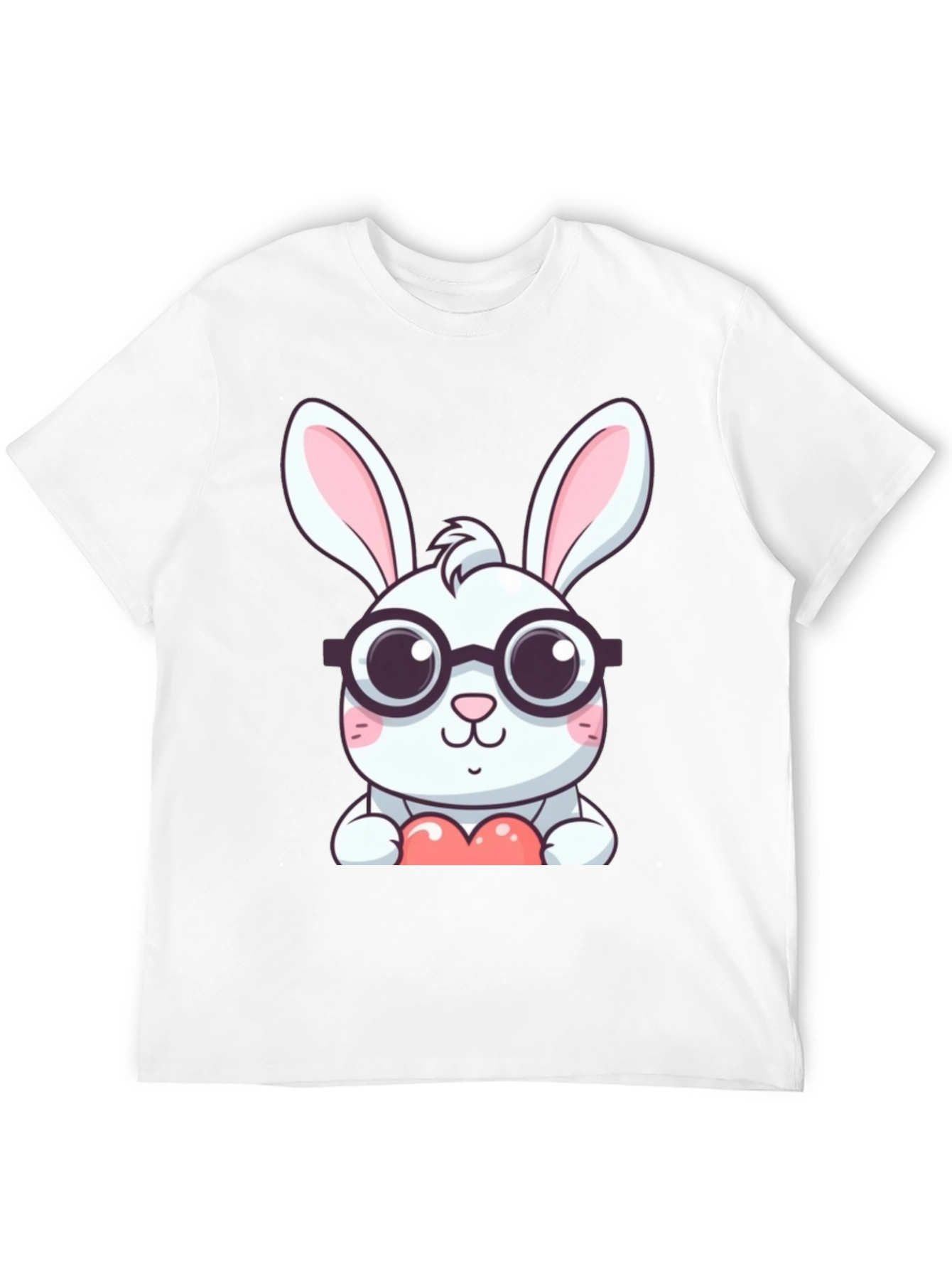 Black Cute Bunny with Glasses Black T-Shirt view 12